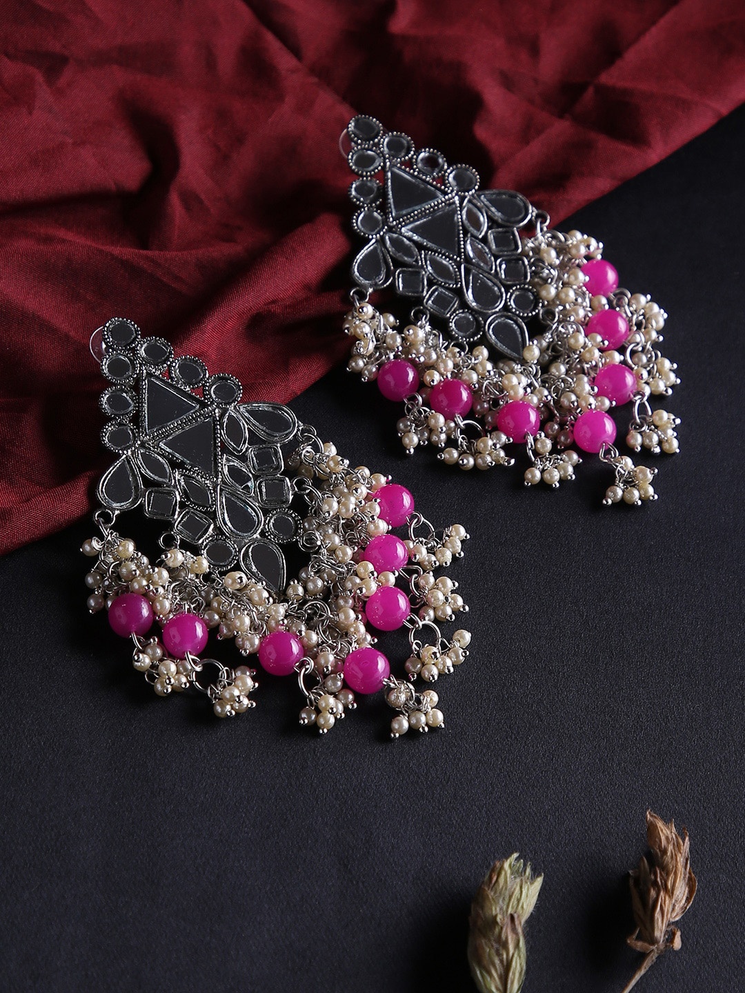 

justpeachy Pink Contemporary Jhumkas Earrings