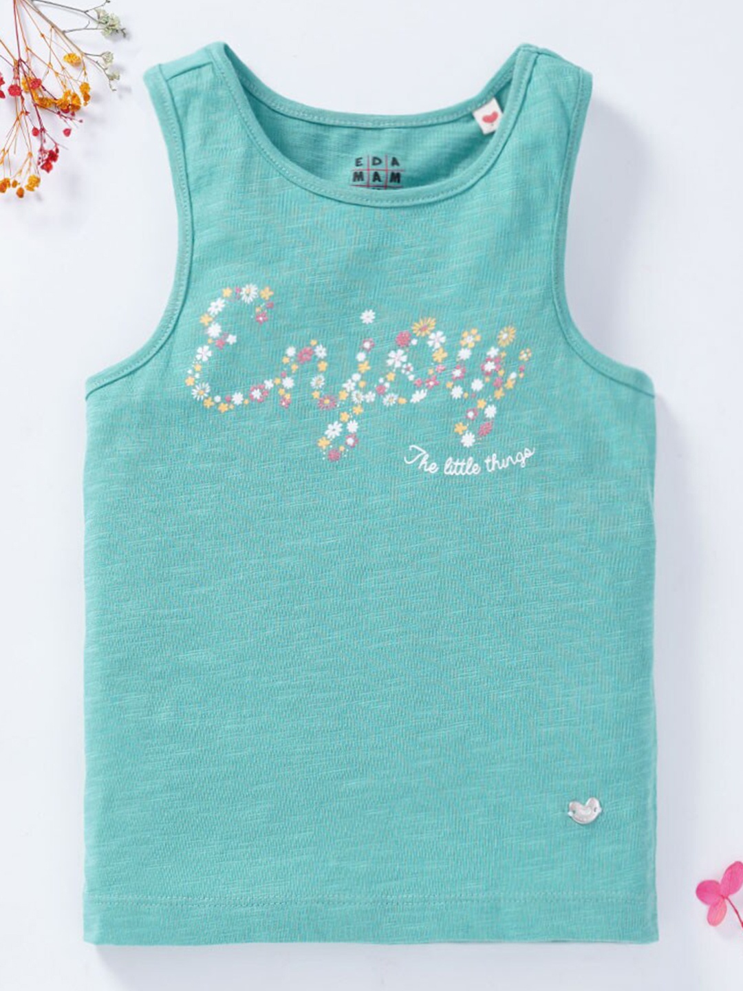 

Ed-a-Mamma Girls Blue Typography Printed Top
