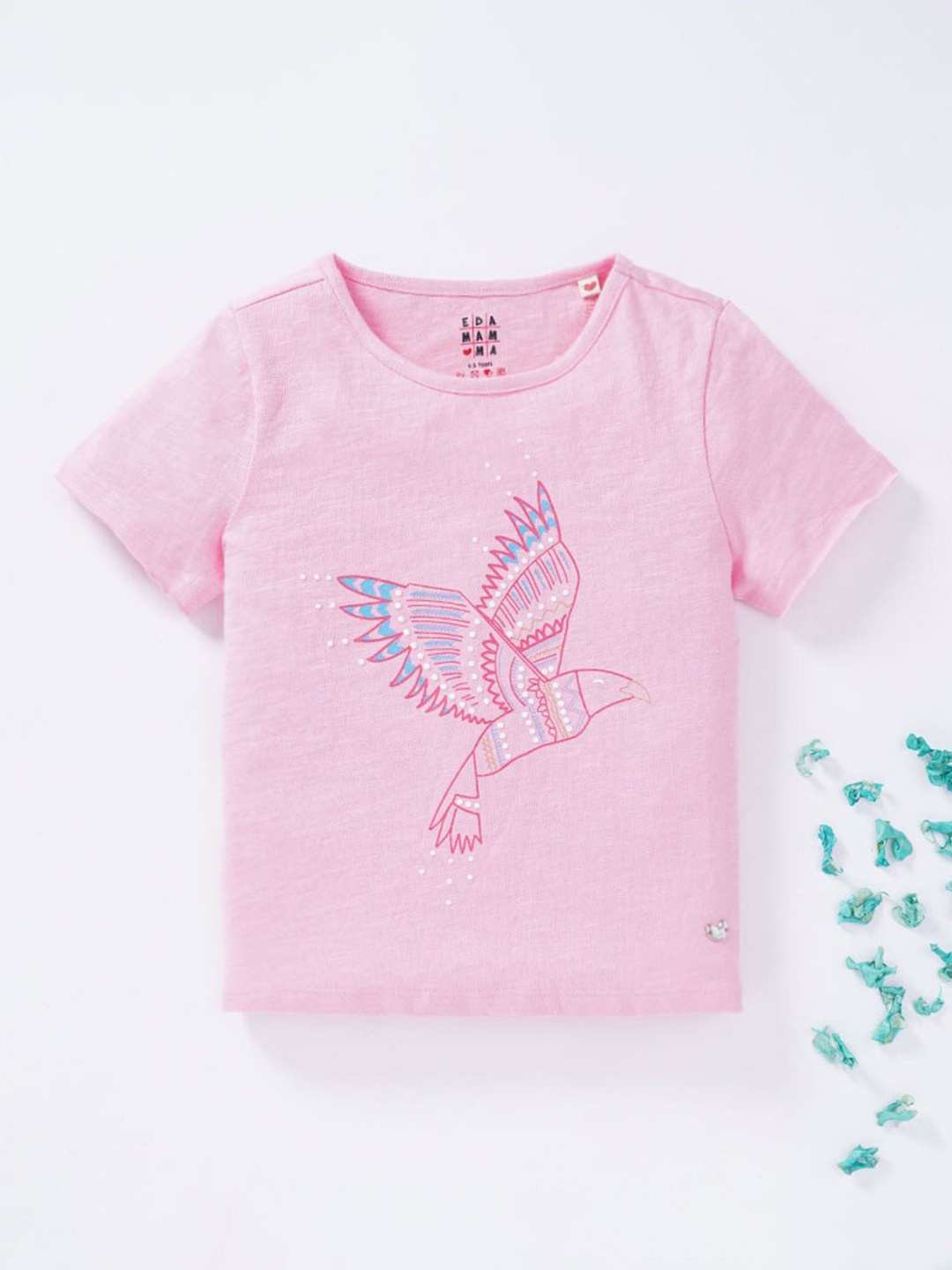 

Ed-a-Mamma Girls Pink Printed Cotton T-shirt