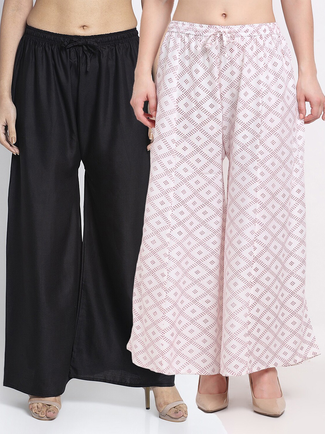 

Jinfo Women Pack of 2 Ethnic Palazzos, Black