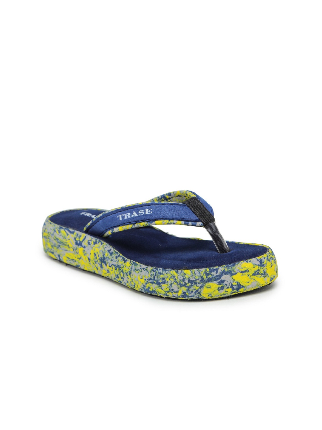 

TRASE Women Navy Blue & Yellow Printed Thong Flip-Flops