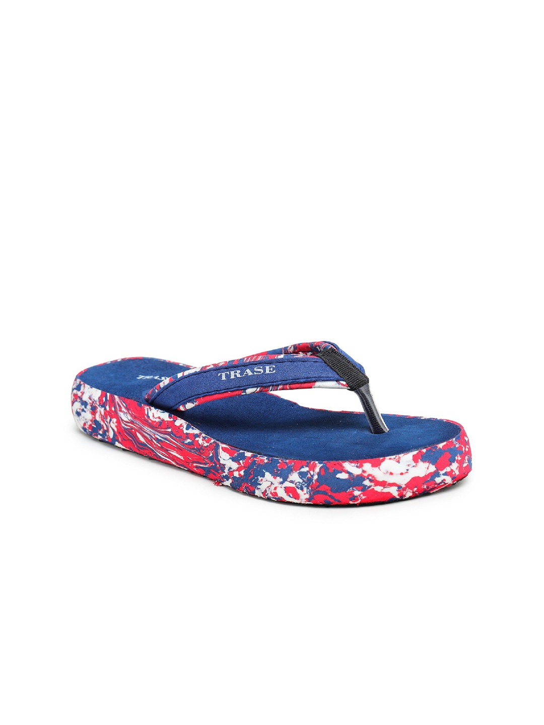 

TRASE Women Navy Blue & Pink Printed Thong Flip-Flops