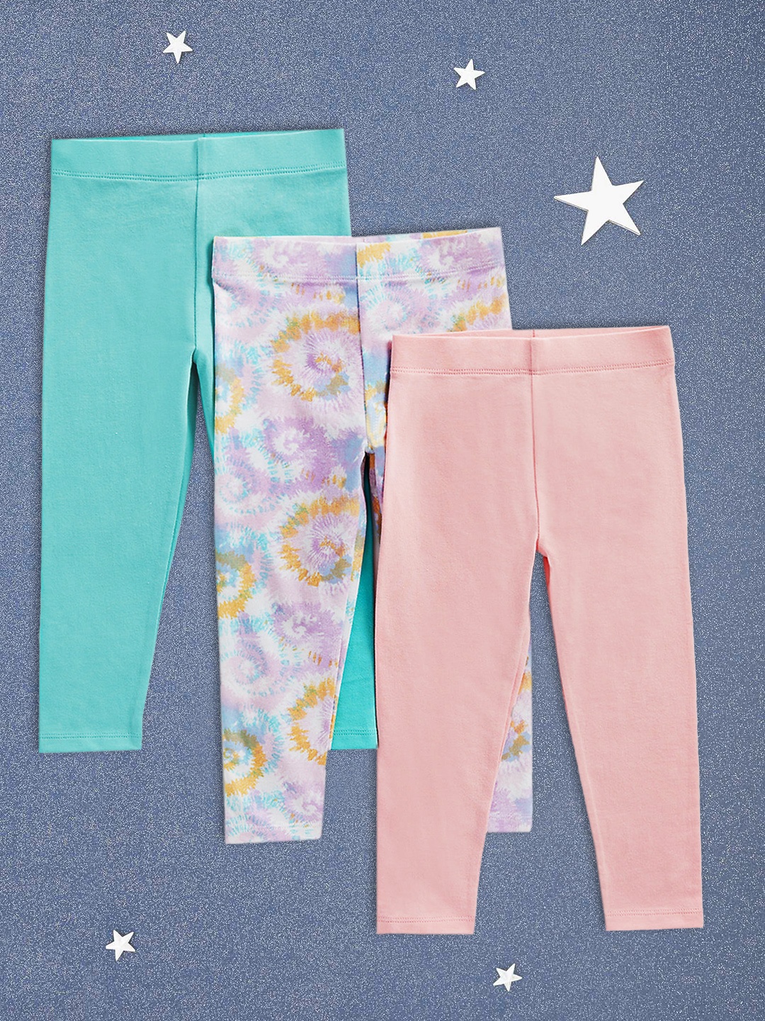 

mothercare Girls Pack of 3 Ankle Length Leggings, Multi