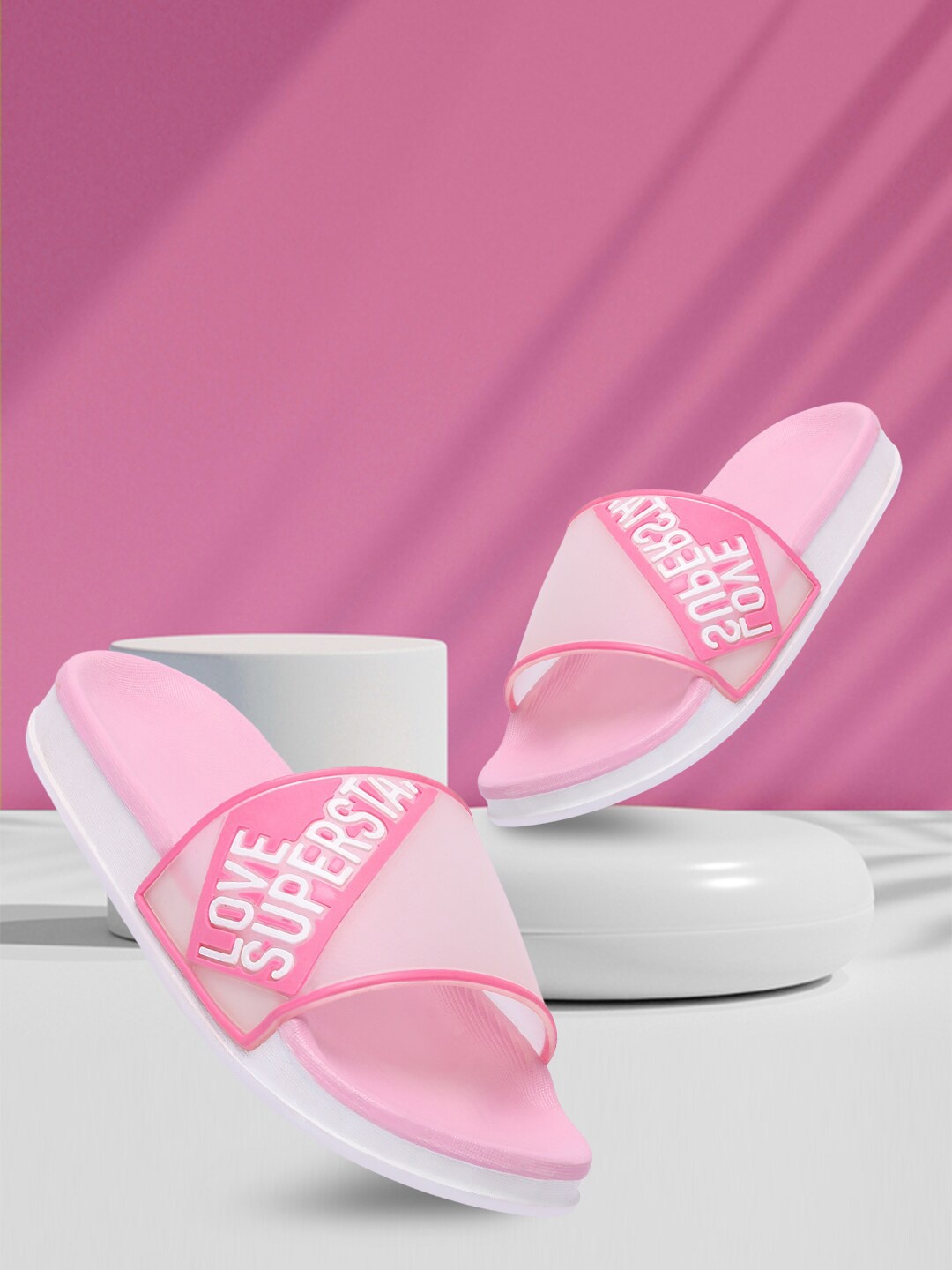 

Longwalk Women Pink & White Printed Sliders
