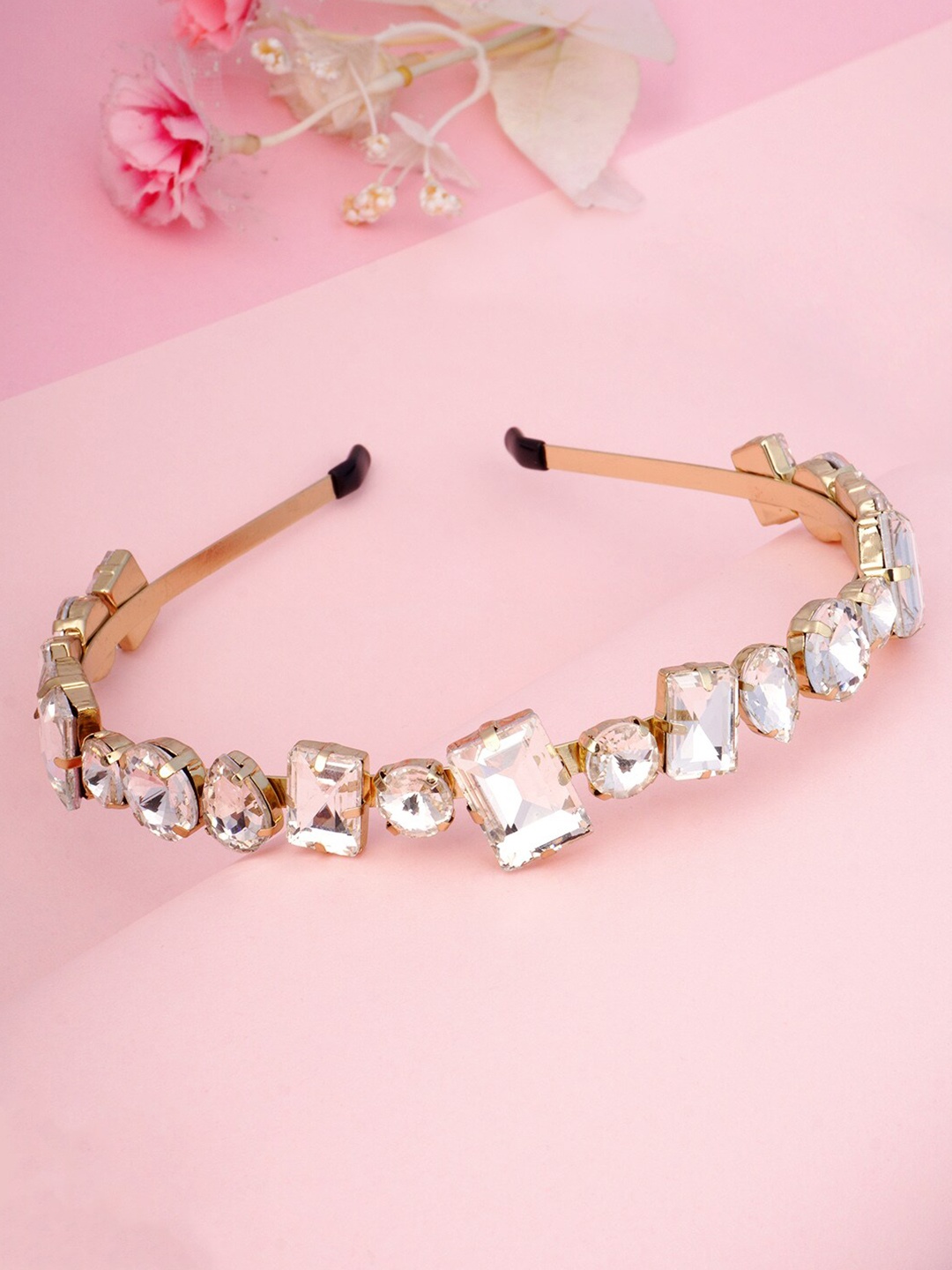 

Ferosh Women Gold-Toned & White Crystal Studded Embellished Hairband