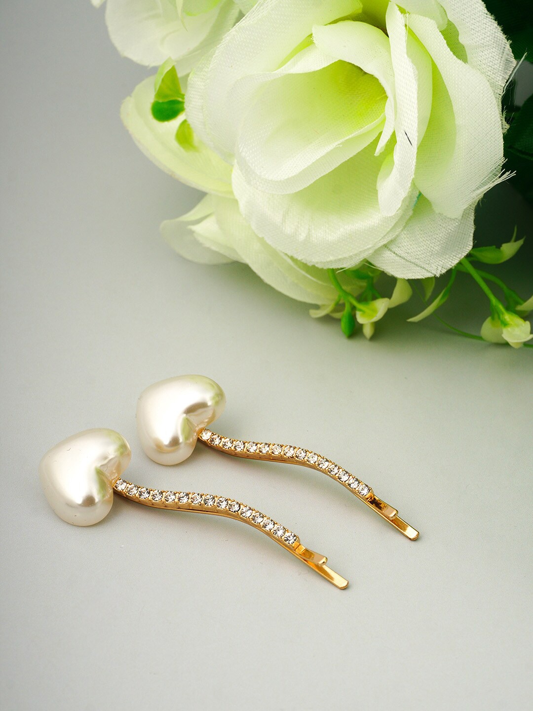 

Ferosh Women Gold-Toned & White Set of 2 Beaded Bobby Pins