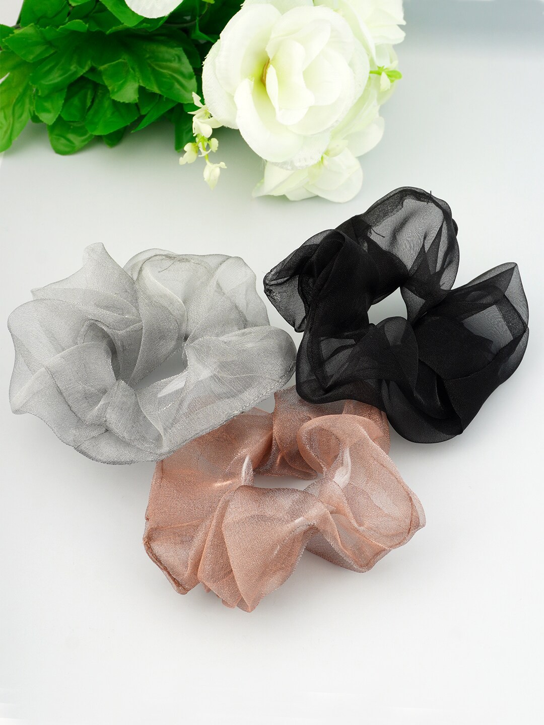 

Ferosh Women Set of 3 Ponytail Holders, Black