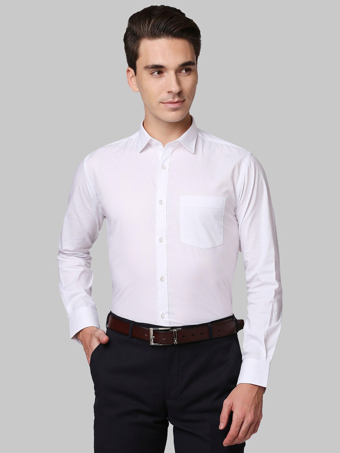 

Park Avenue Men White Slim Fit Cotton Formal Shirt
