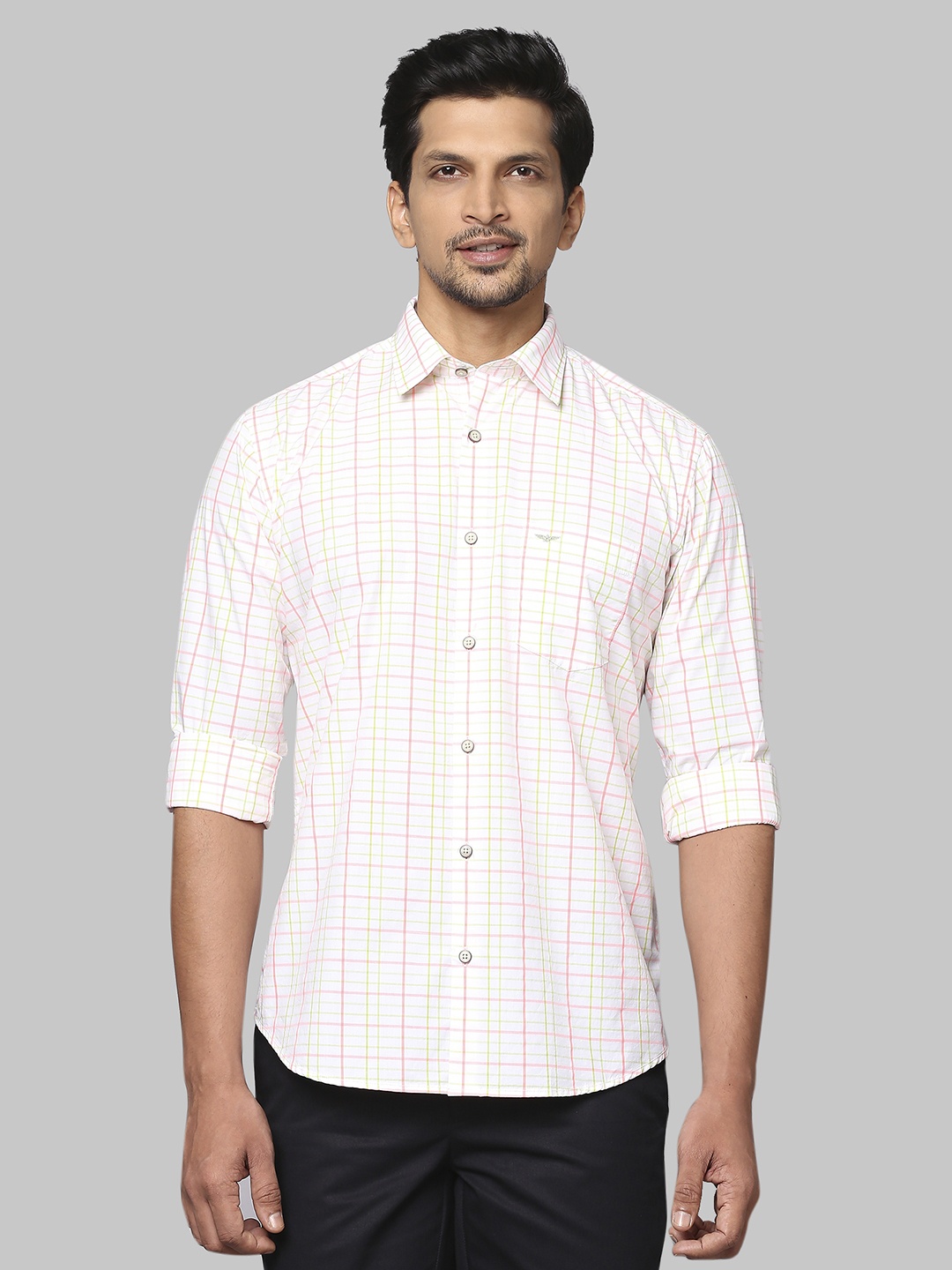 

Park Avenue Men Slim Fit Checked Casual Shirt, White