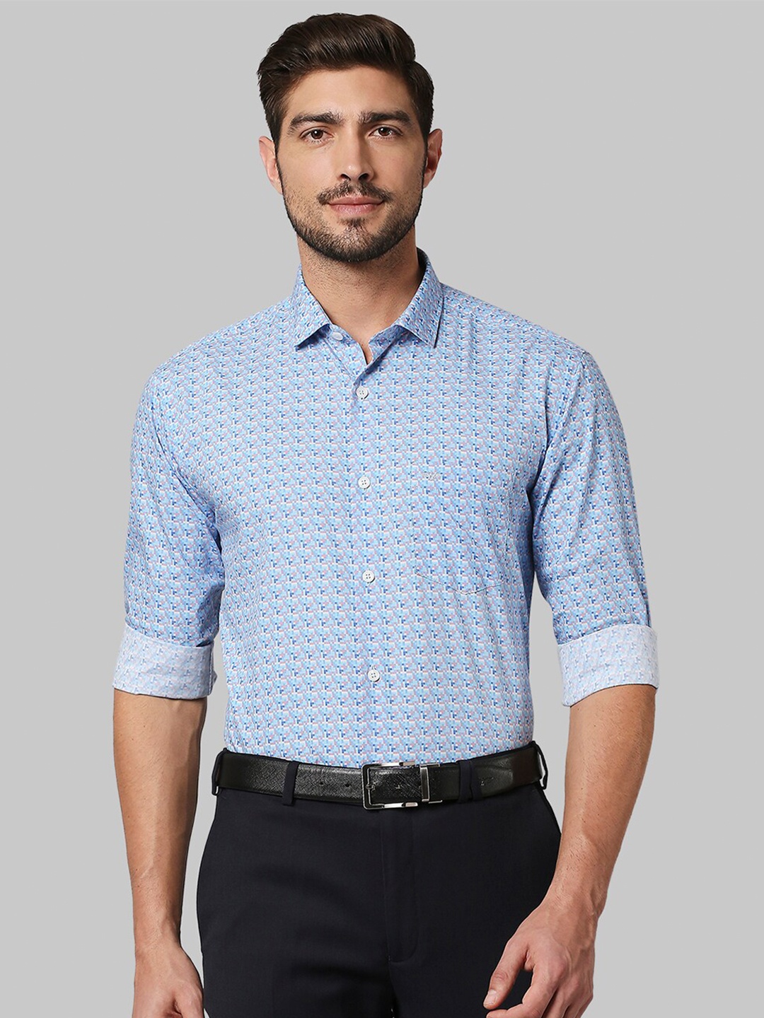 

Park Avenue Men Blue Slim Fit Printed Cotton Casual Shirt