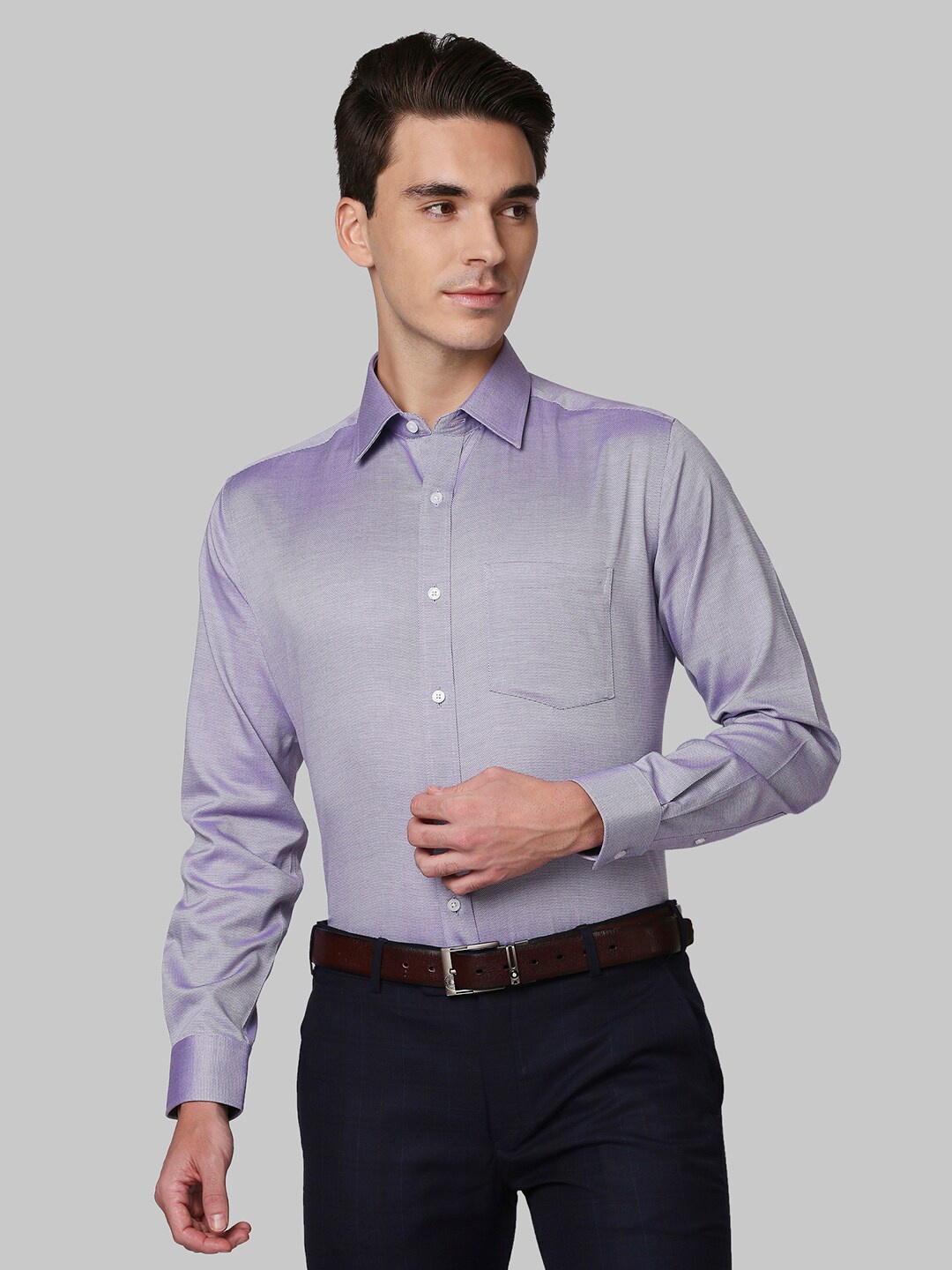 

Park Avenue Men Purple Textured Cotton Formal Shirt