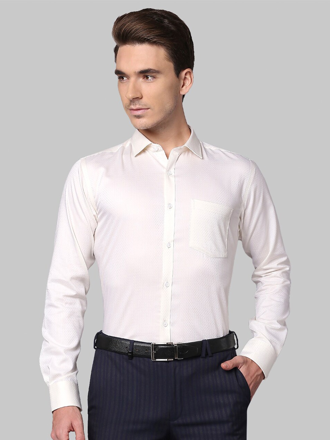 

Park Avenue Men Cream-Coloured Slim Fit Cotton Formal Shirt