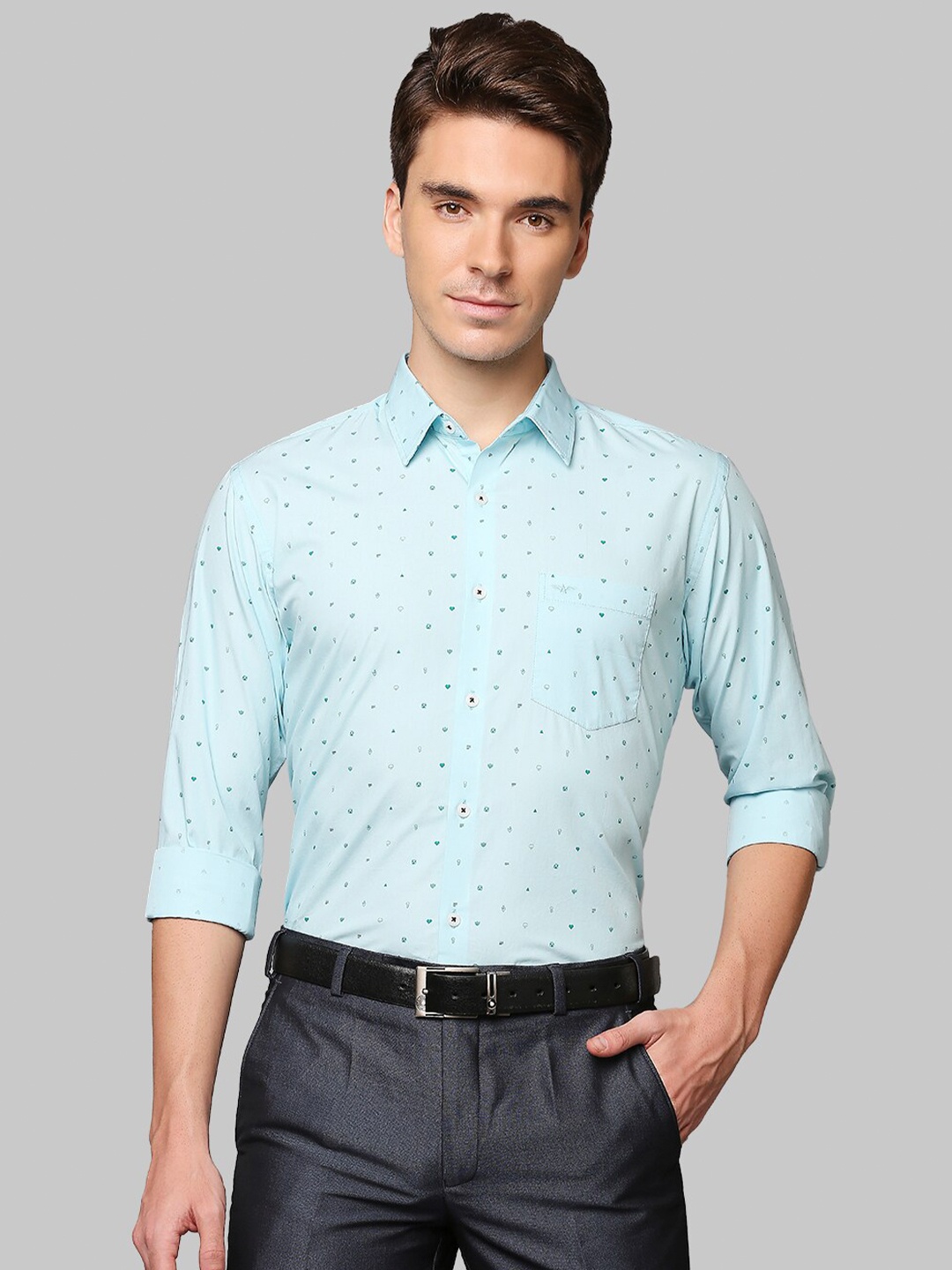 

Park Avenue Men Blue Slim Fit Printed Casual Shirt