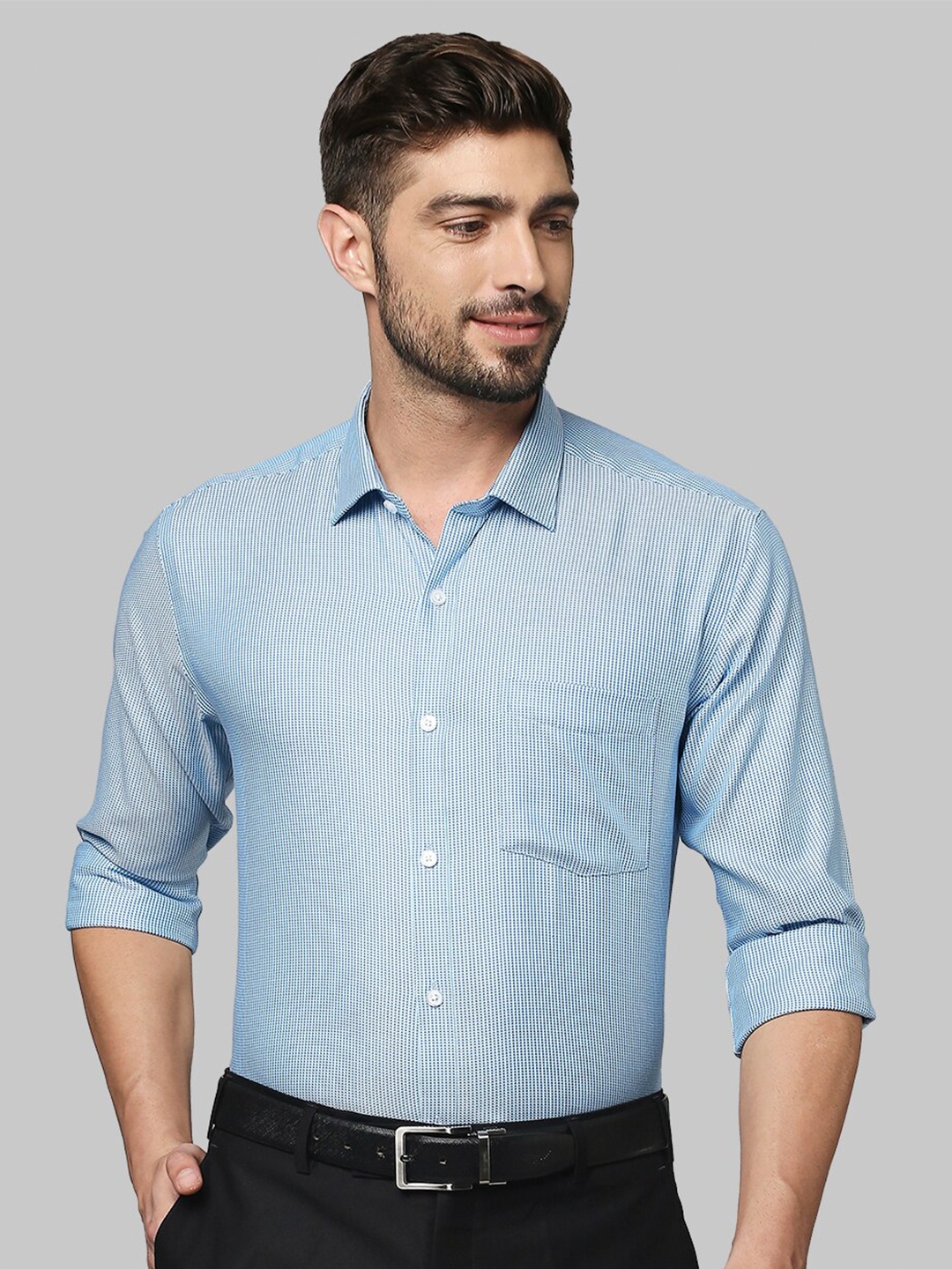 

Park Avenue Men Blue Slim Fit Printed Formal Shirt