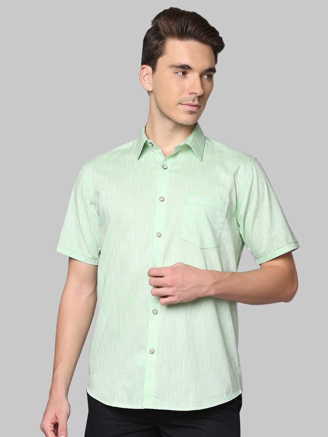 

Park Avenue Men Green Slim Fit Cotton Casual Shirt