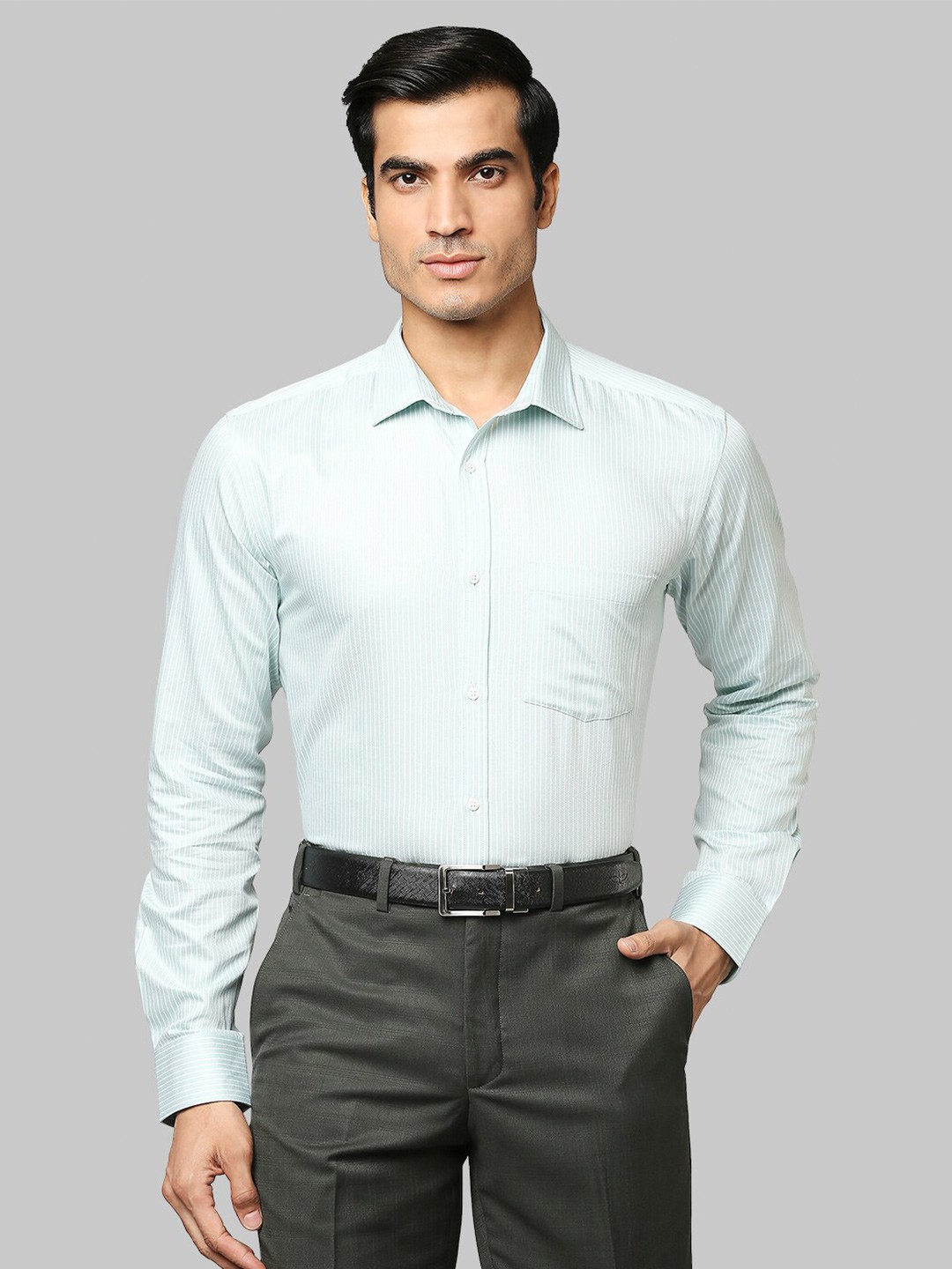 

Park Avenue Men Green Slim Fit Cotton Formal Shirt