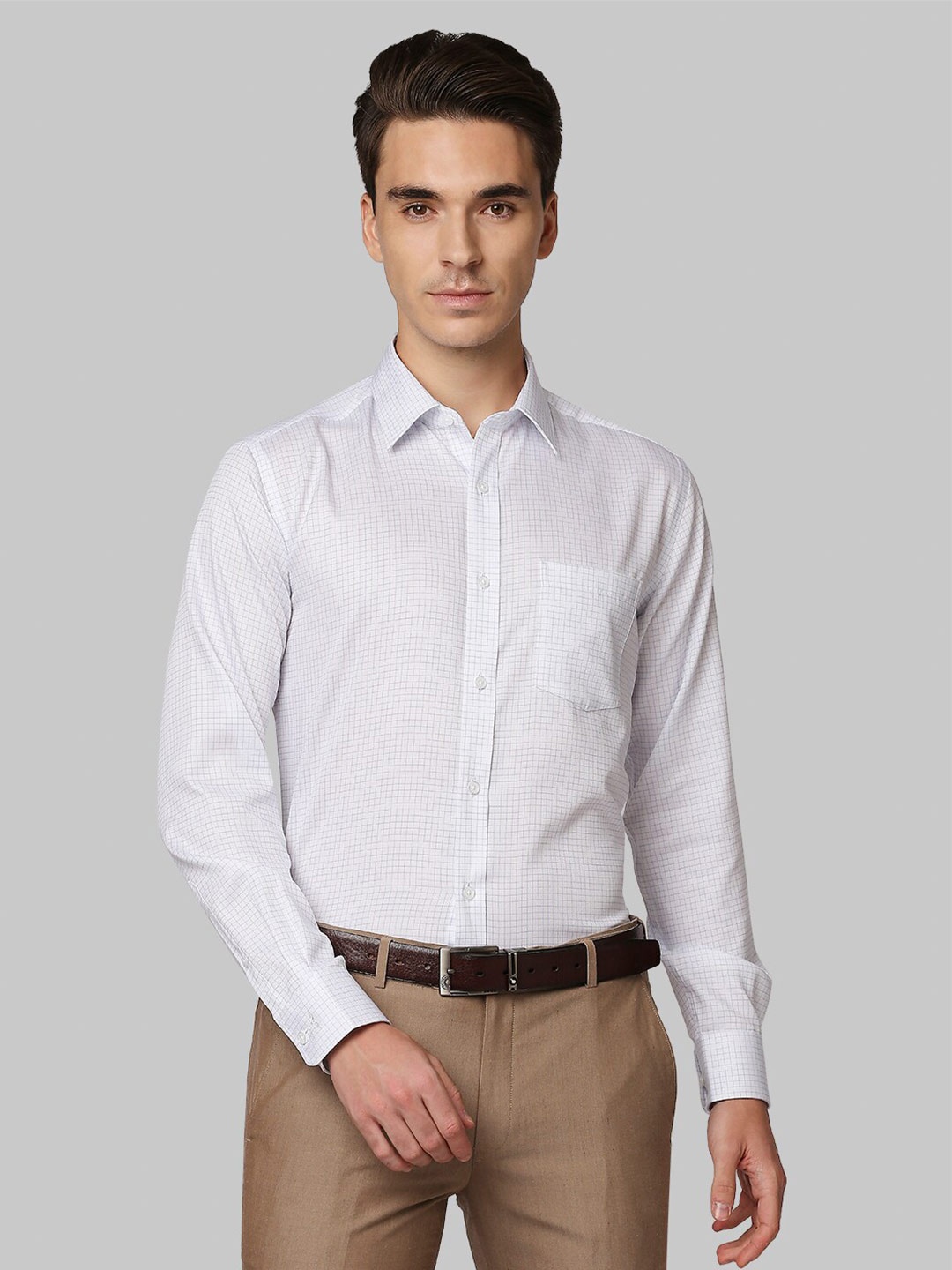 

Park Avenue Men White Striped Cotton Formal Shirt