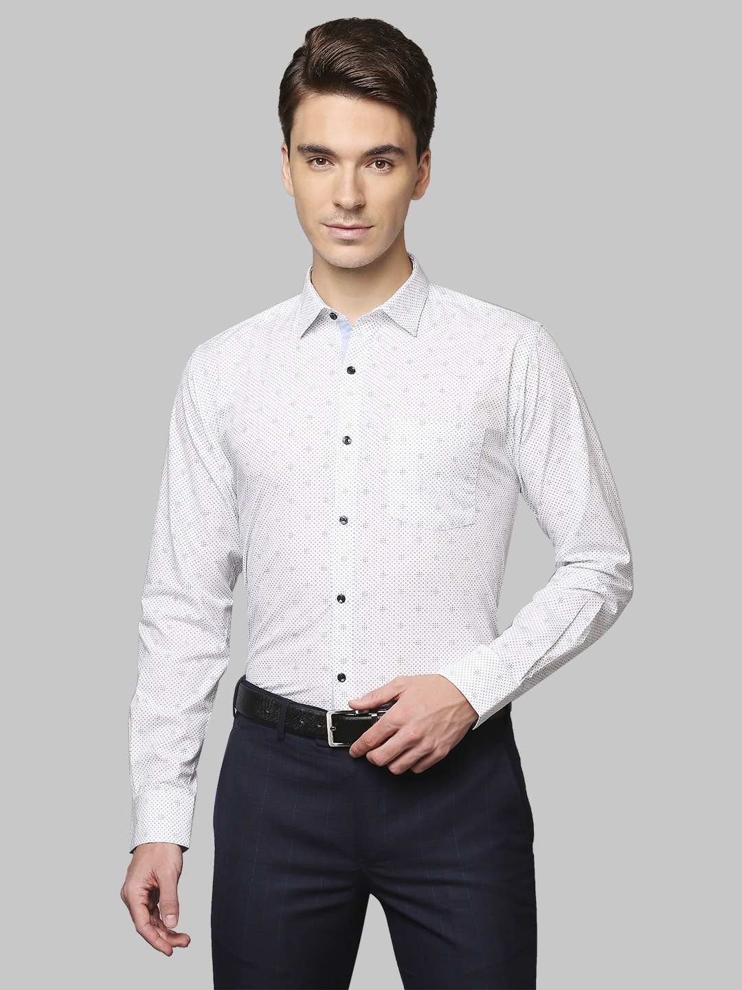 

Park Avenue Men Slim Fit Micro Ditsy Printed Cotton Formal Shirt, White