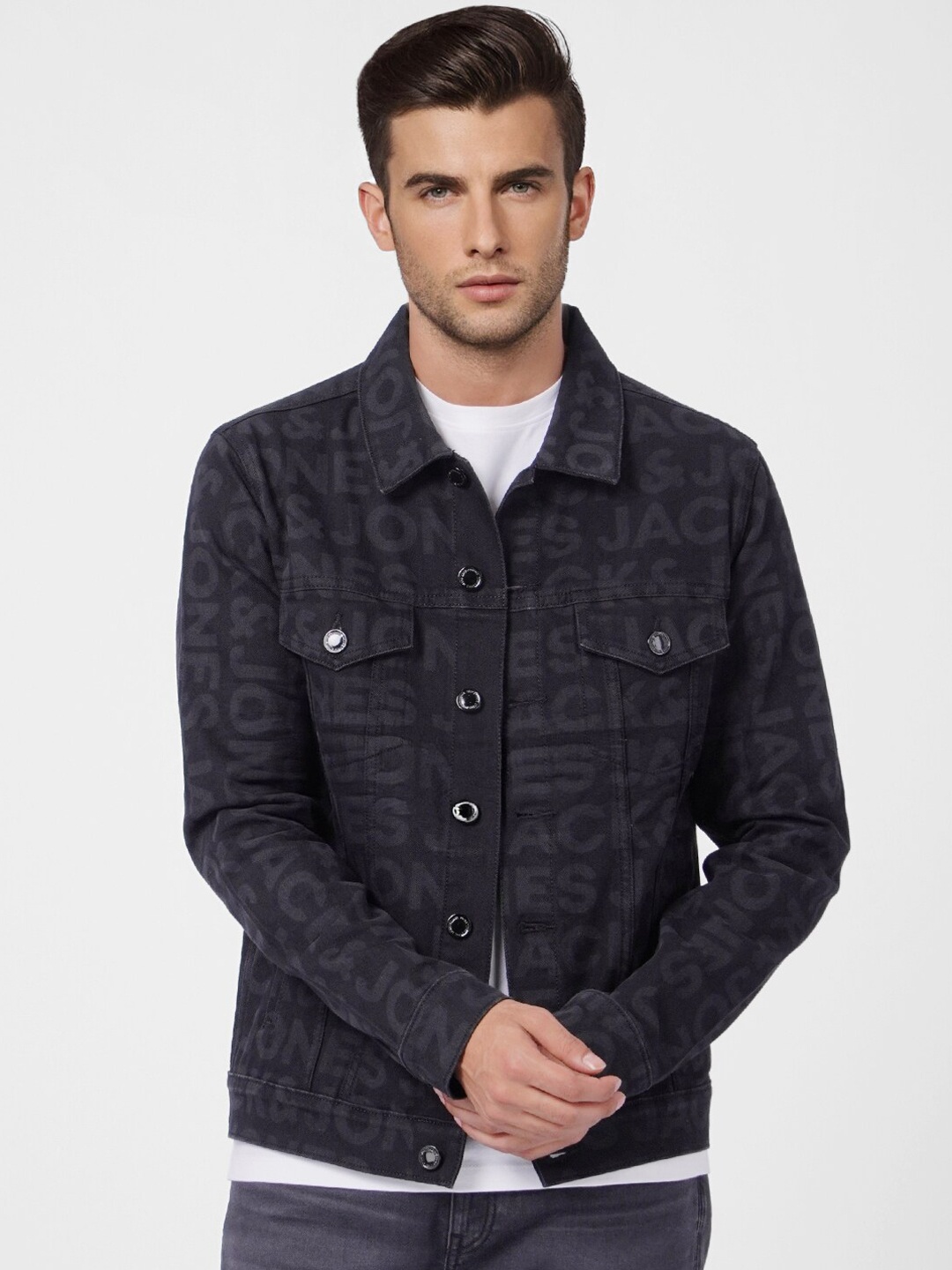 

Jack & Jones Men Black Denim Jacket