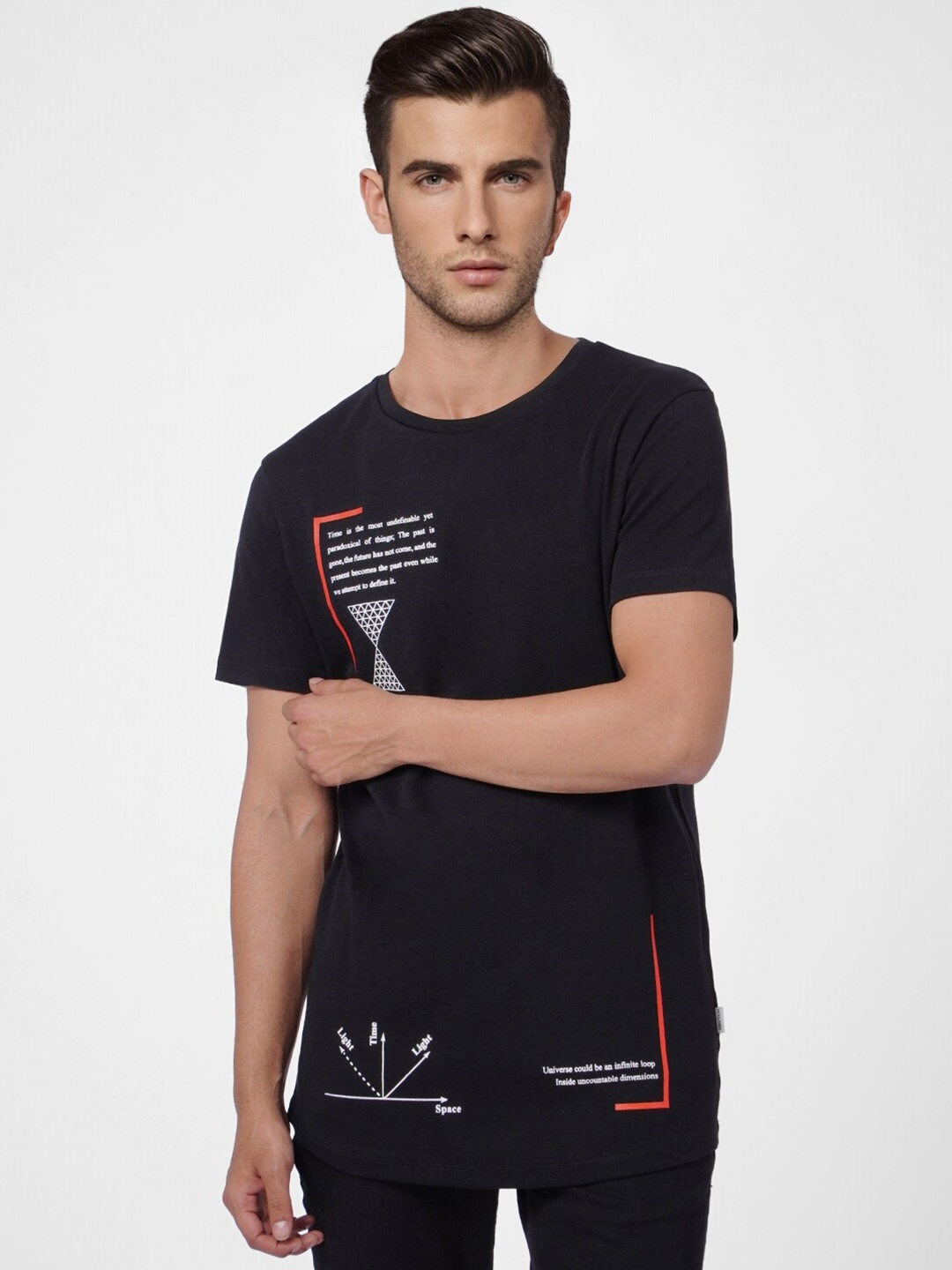 

Jack & Jones Men Black Typography Printed Slim Fit T-shirt