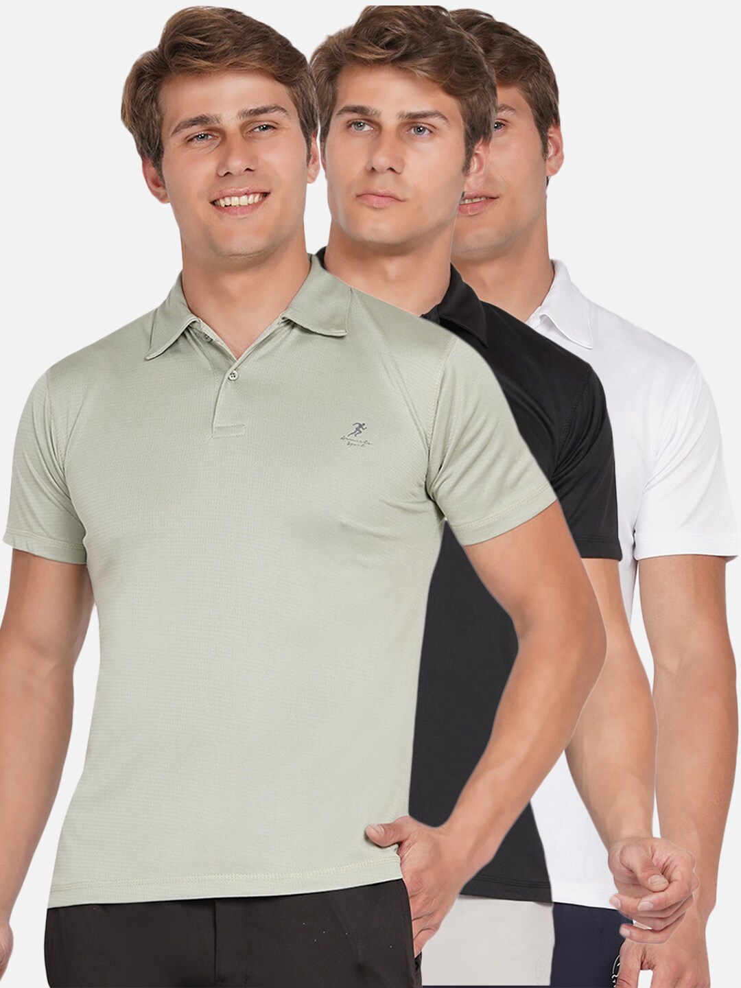 

ARMISTO Men Pack of 3 Polo Collar Dri-FIT Training or Gym T-shirts, Black