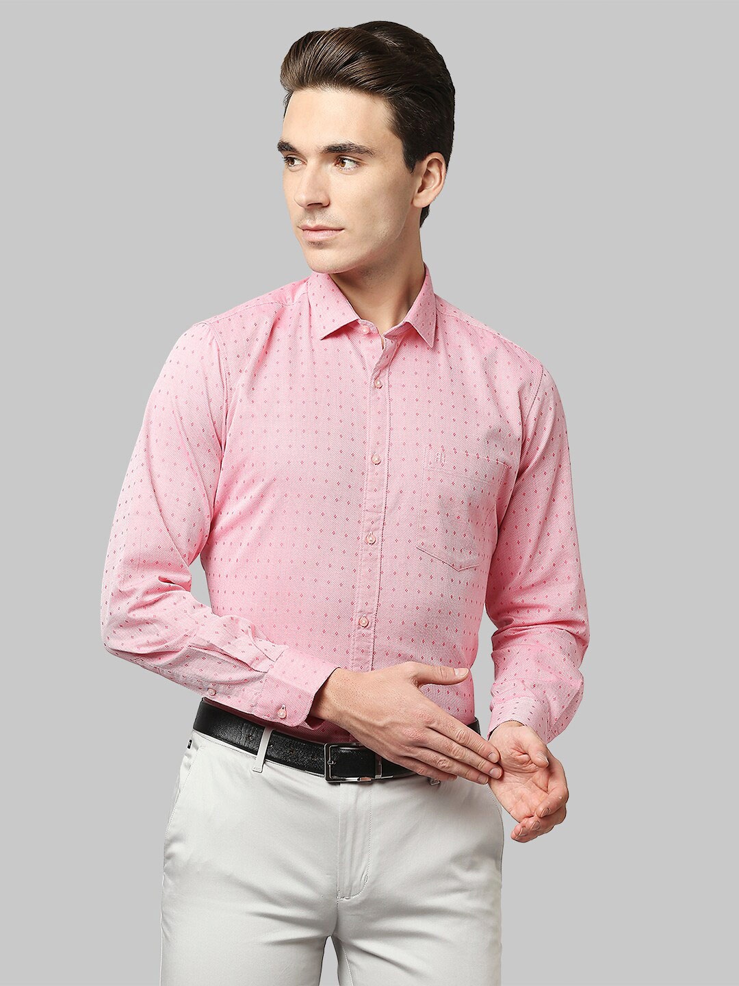 

Raymond Men Red Printed Cotton Formal Shirt