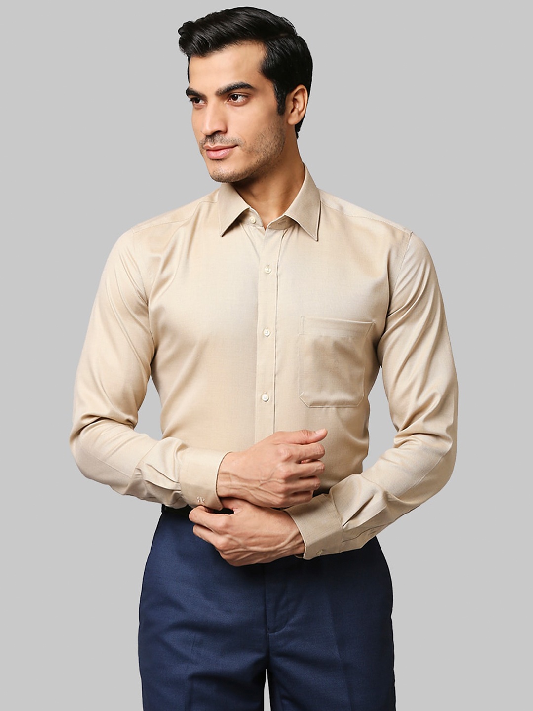 

Raymond Men Beige Cotton Formal Shirt