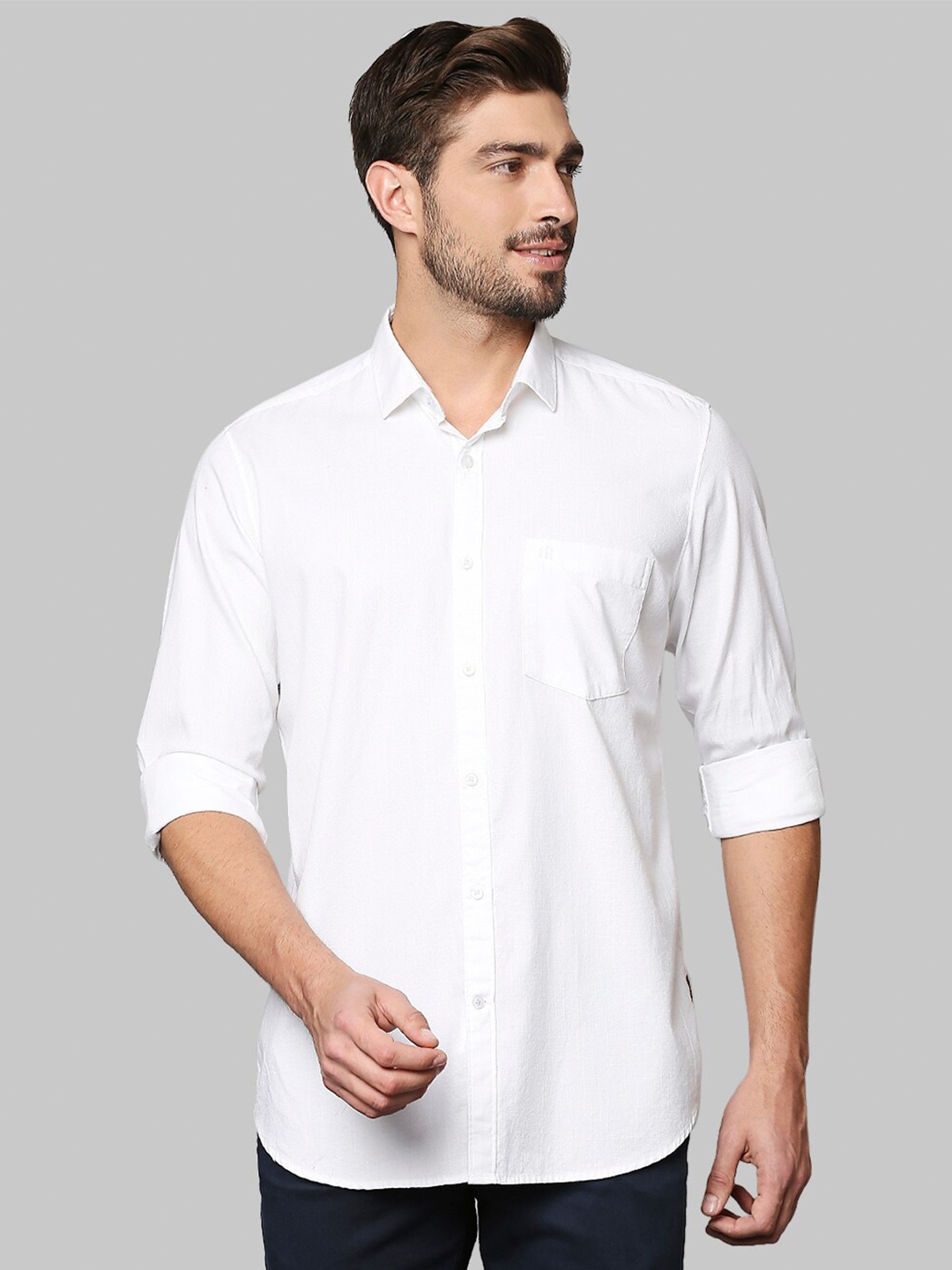 

Raymond Men White Cotton Casual Shirt