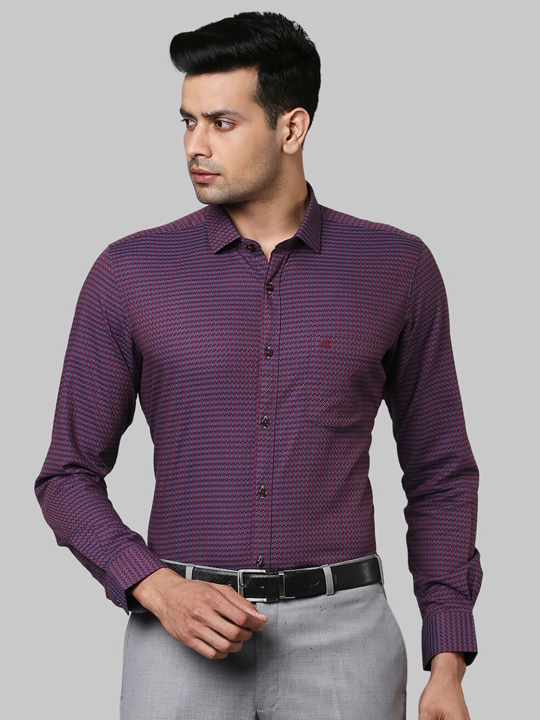 

Raymond Men Purple Checked Formal Cotton Shirt