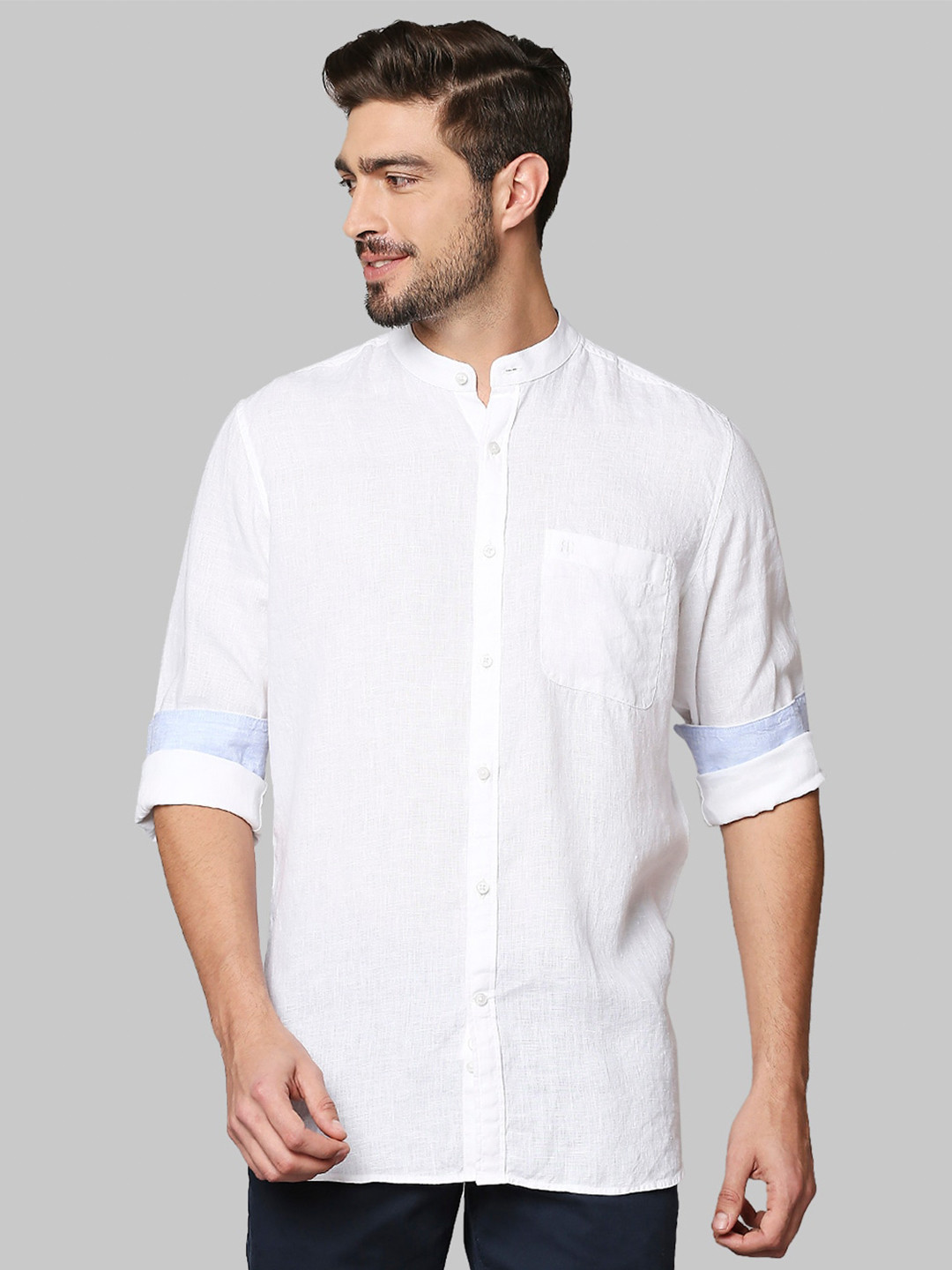 

Raymond Men White Regular Fit Linen Casual Shirt