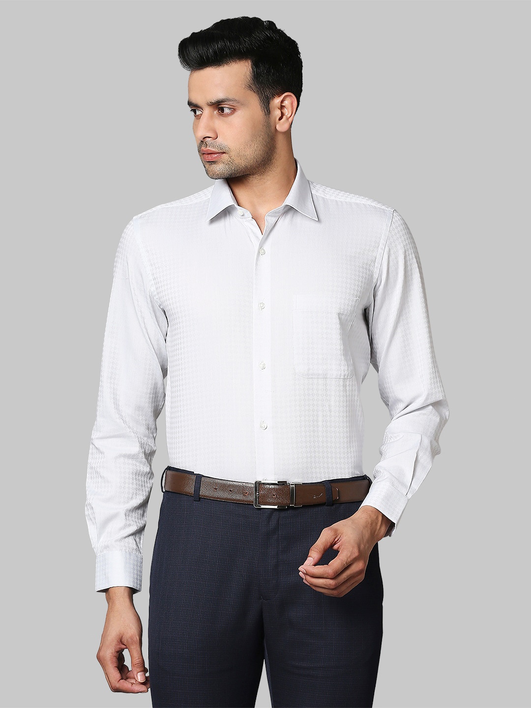 

Raymond Men Grey Checked Formal Shirt