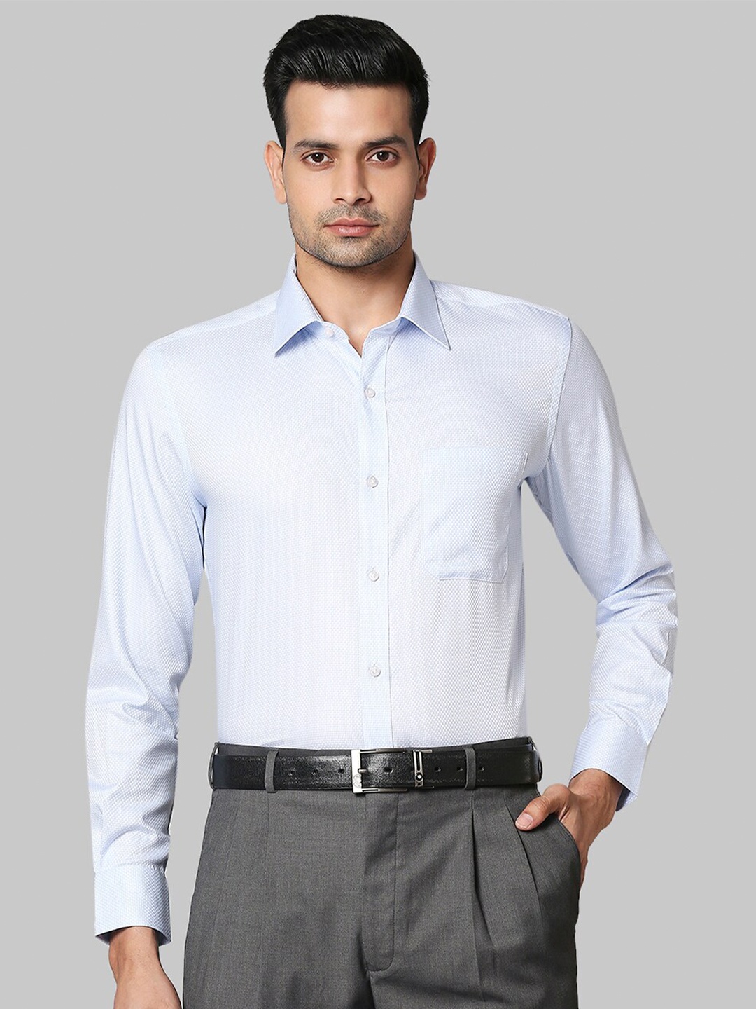 

Raymond Men Blue Printed Cotton Formal Shirt