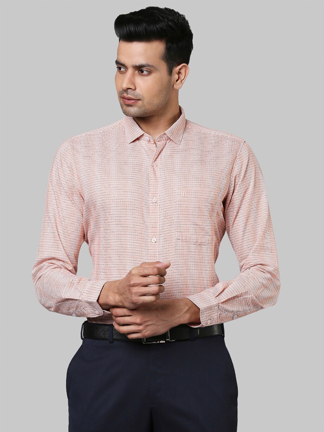 

Raymond Men Orange Checked Casual Shirt