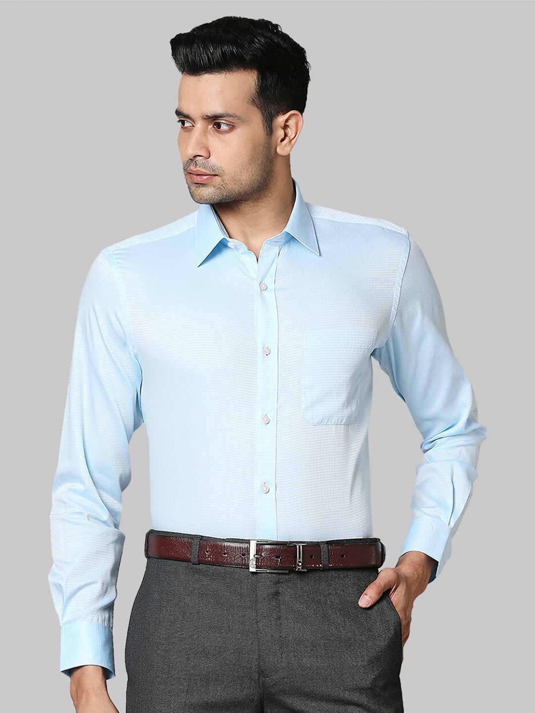 

Raymond Men Turquoise Blue Formal Shirt