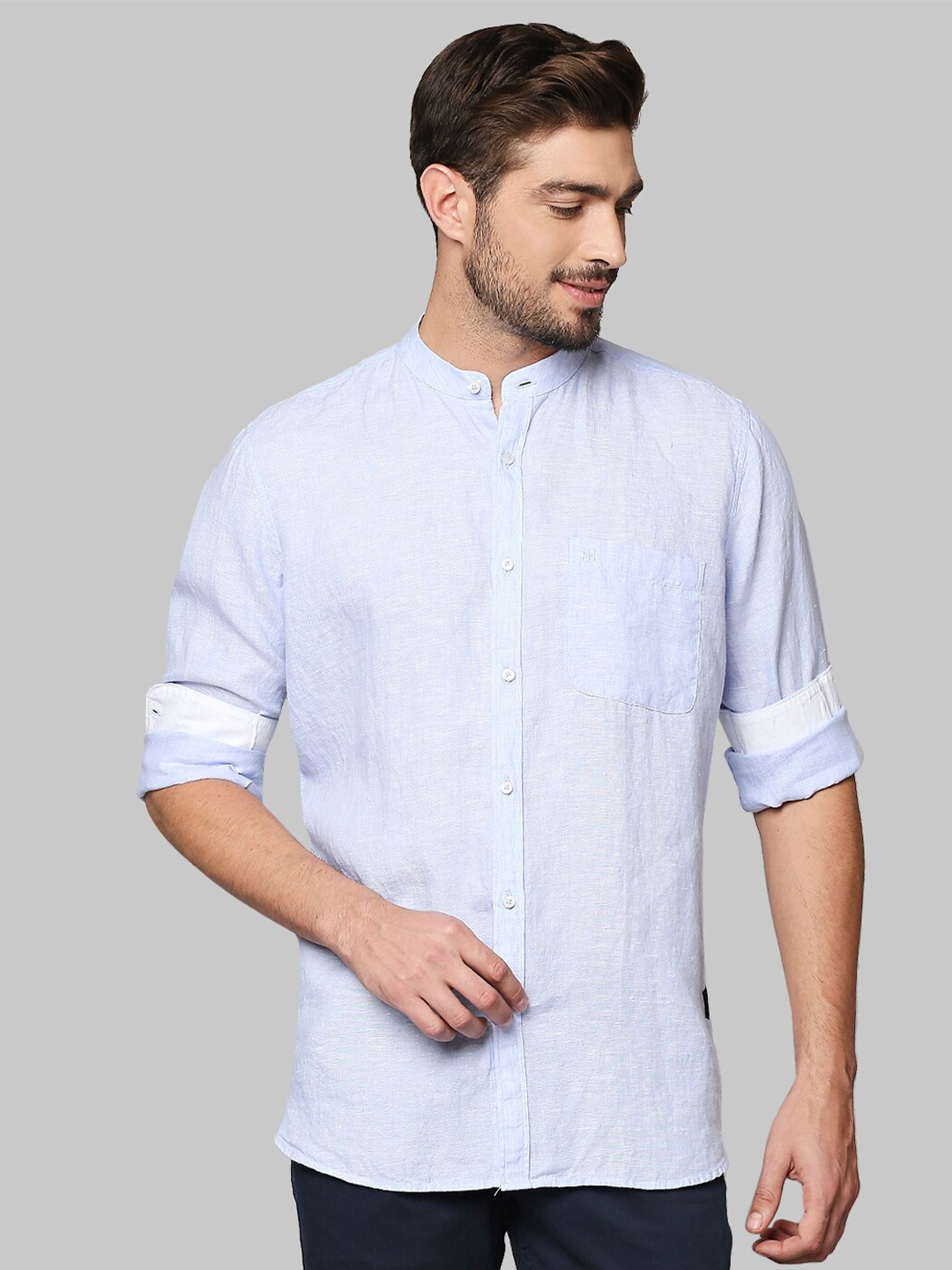 

Raymond Men Blue Solid Casual Shirt