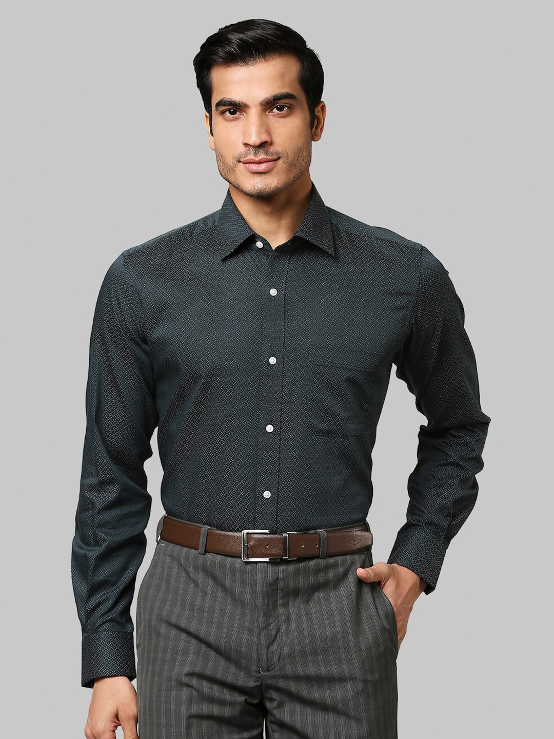 

Raymond Men Green Printed Formal Cotton Shirt