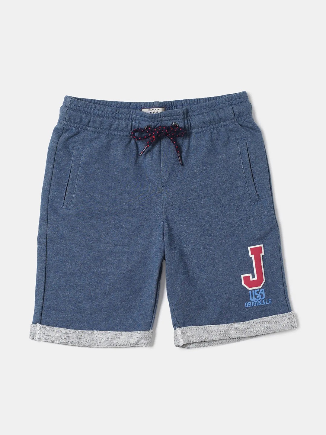 

Jockey Boys Super Combed Cotton Rich French Terry Graphic Printed Shorts, Blue