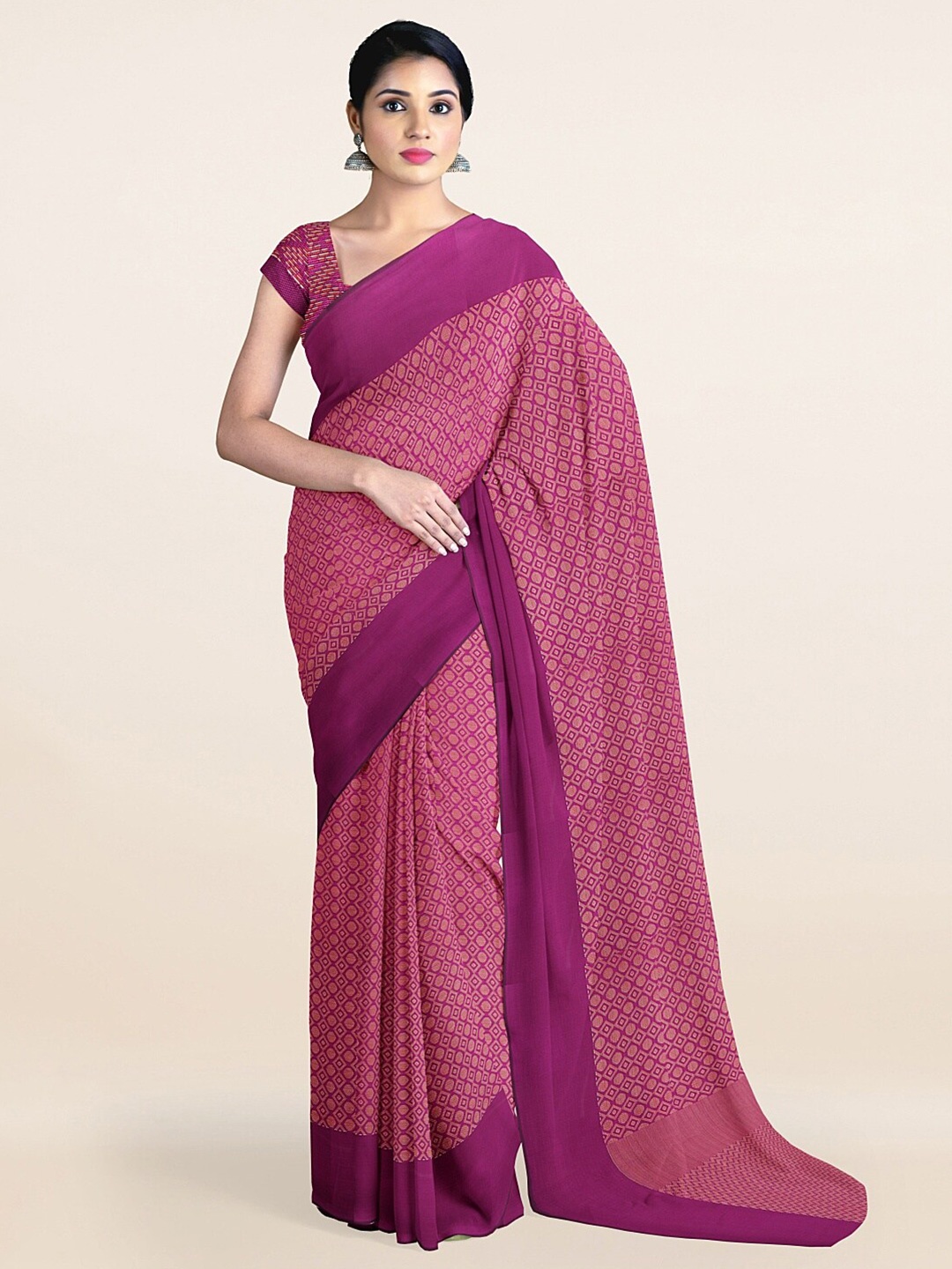 

Pothys Magenta & Gold-Toned Woven Design Saree