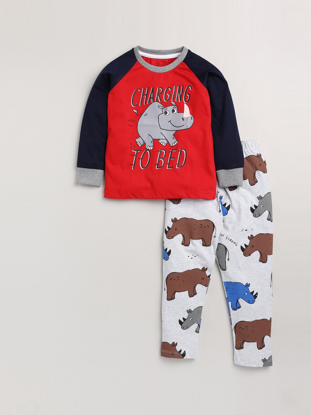 

Lazy Shark Boys Red & Grey Printed Night suit LSTF0840-23