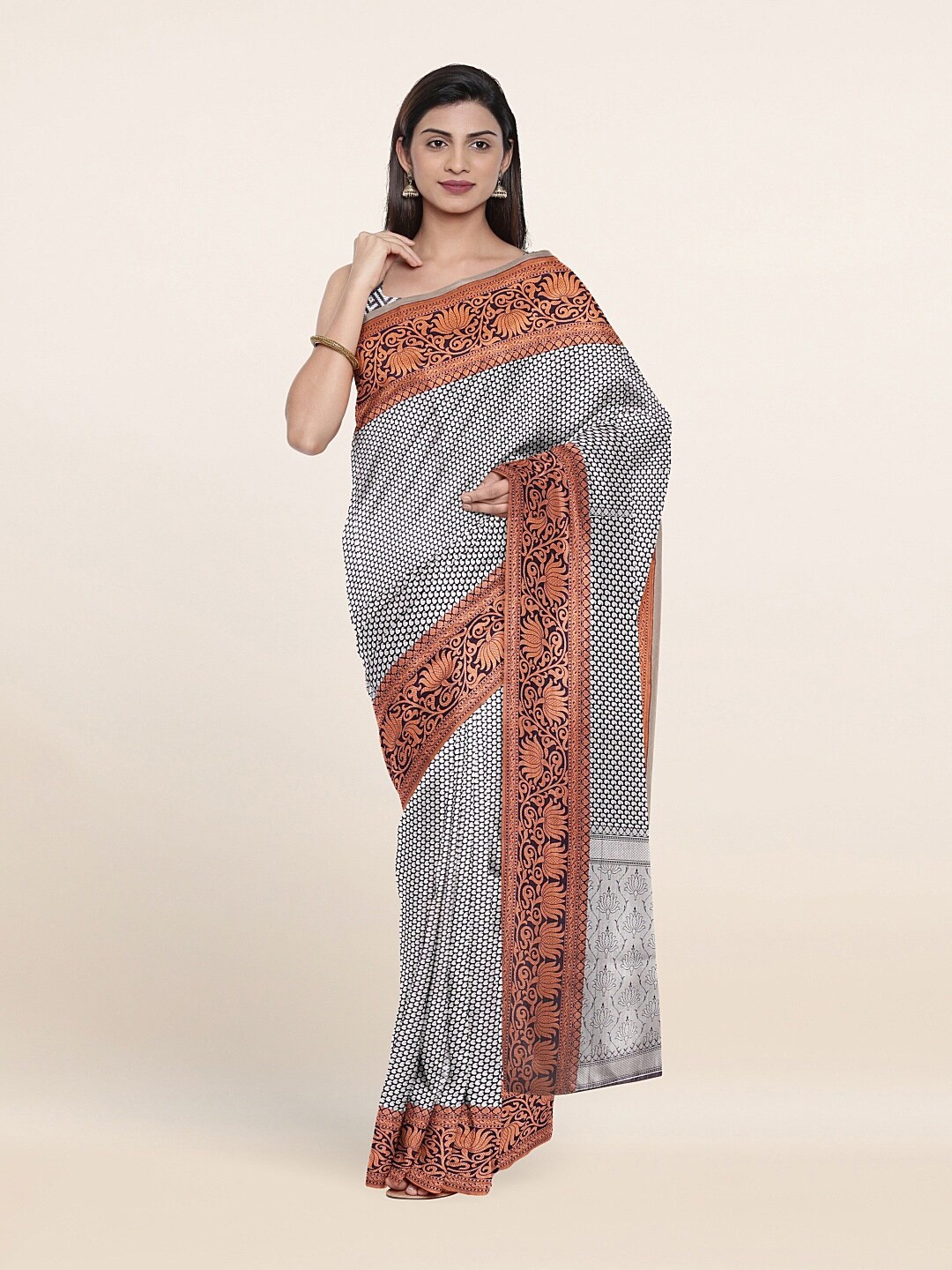 

Pothys Blue & Silver Floral Zari Art Silk Saree