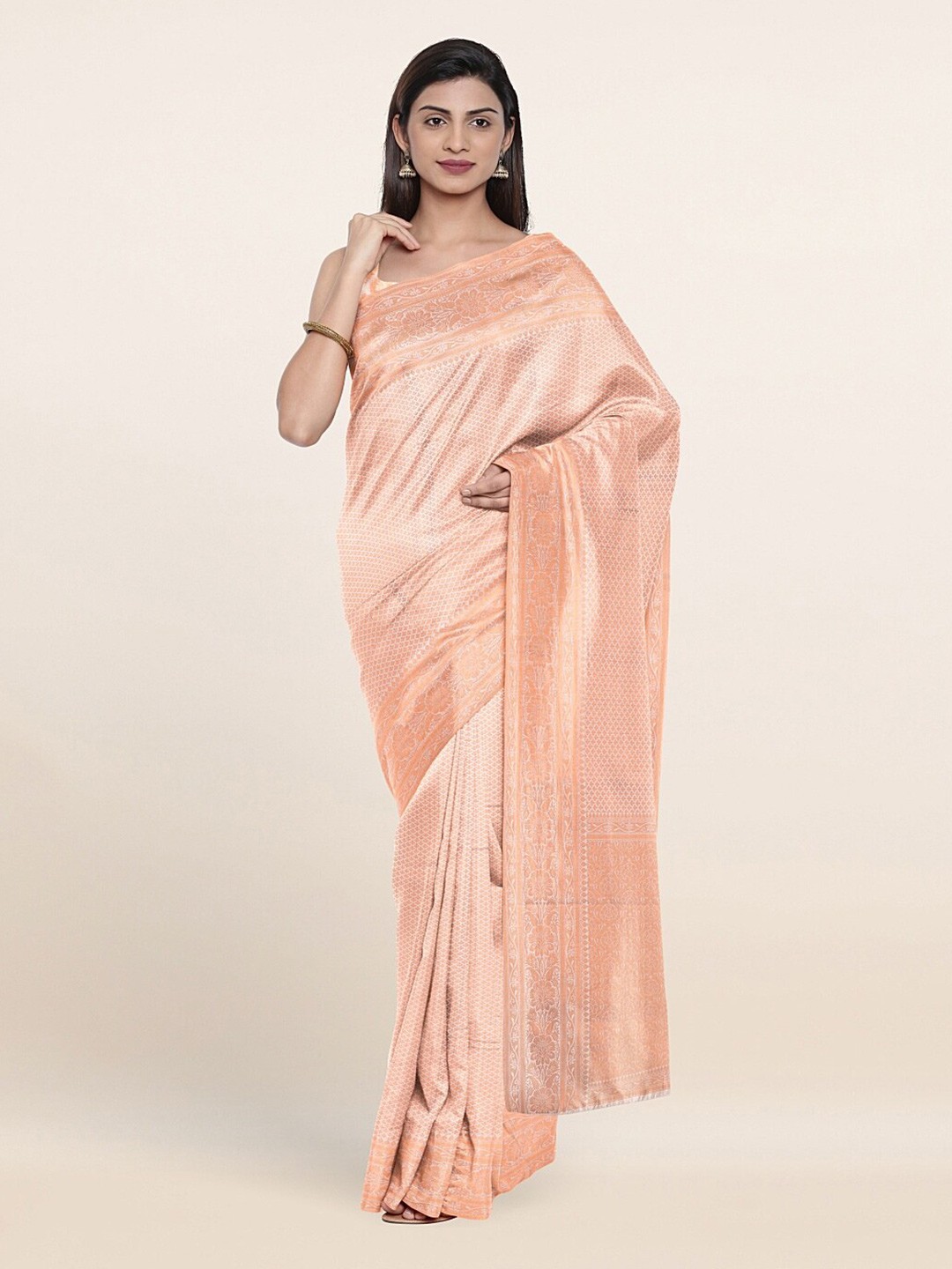

Pothys Cream-Coloured & Golden Ethnic Motifs Zari Art Silk Saree