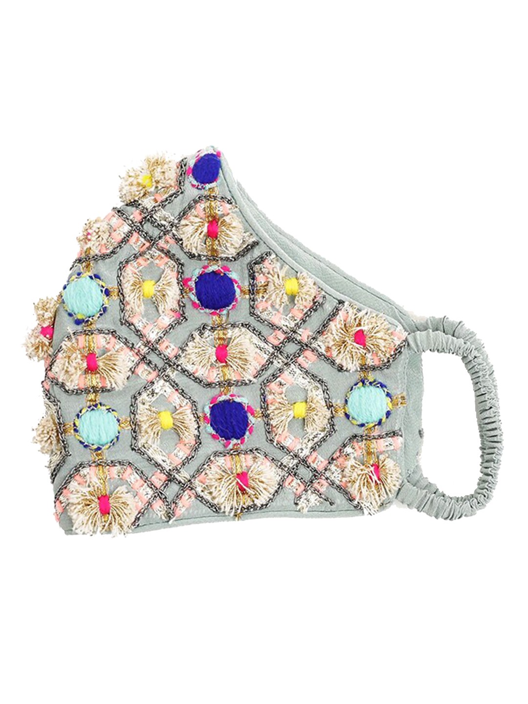 

Payal Singhal Women Pale Blue Crepe Gota Oggee Embroidered Mask