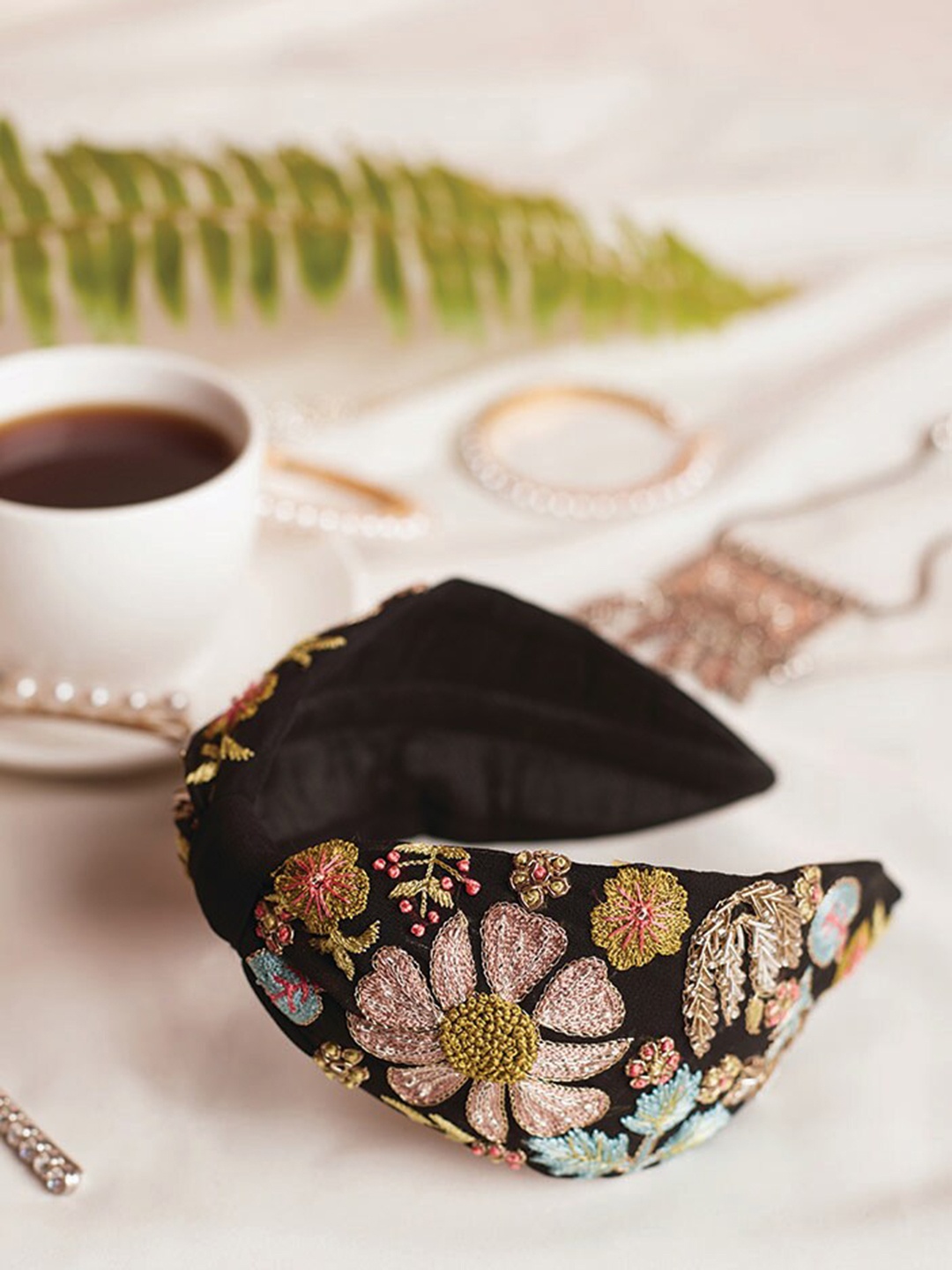 

Payal Singhal Women Black Embroidered Bandana Headband