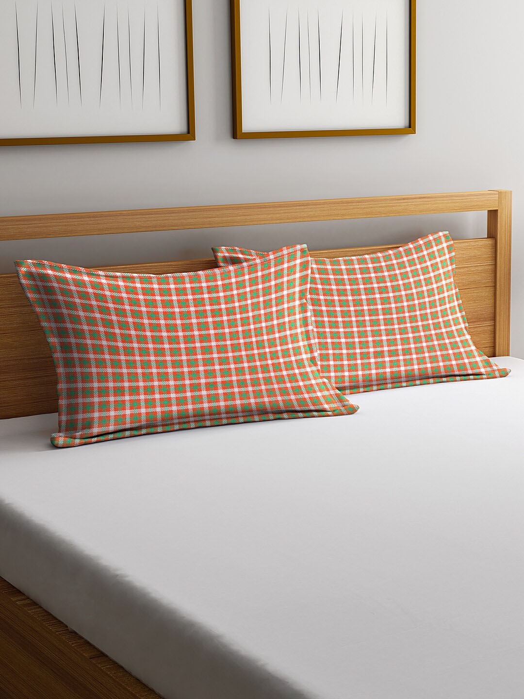 

Dhrohar Set Of 2 Pure Cotton Pillow Covers, Orange