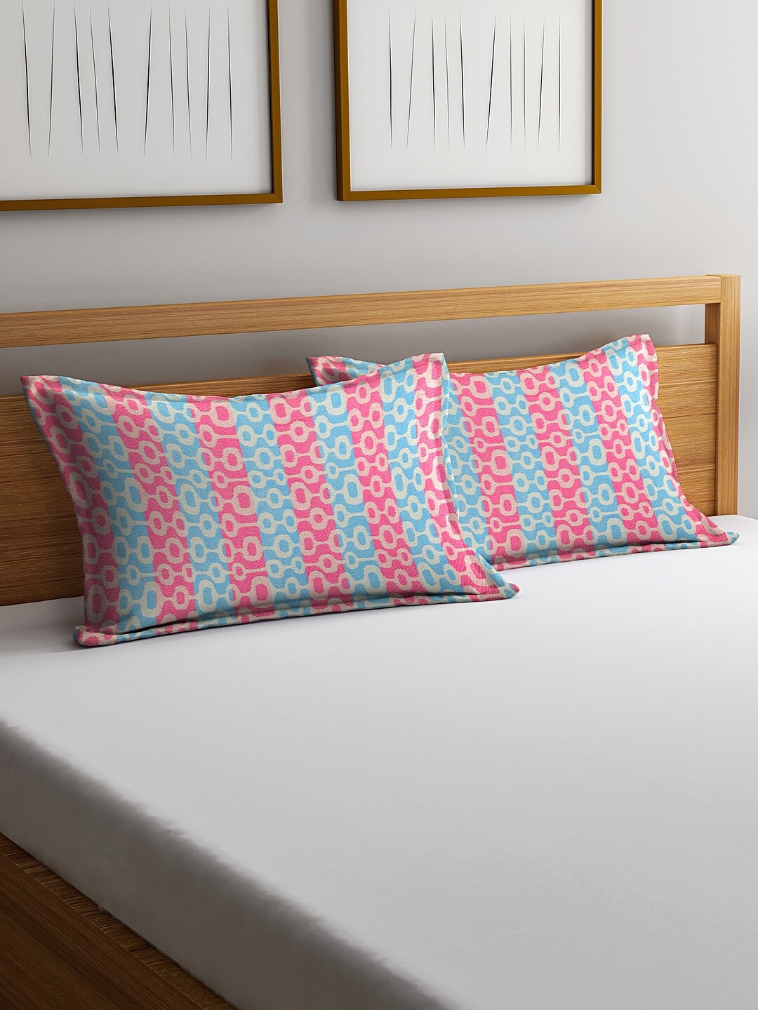 

Dhrohar Set Of 2 Printed Pillow Covers, Turquoise blue