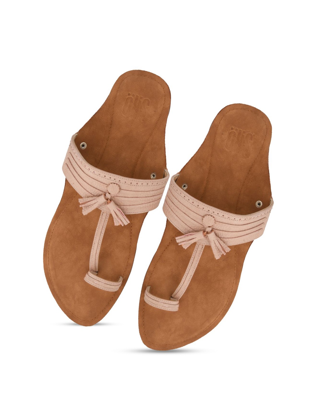 

SKO Men Pink & Tan Solid Kolhapuri Comfort Sandals