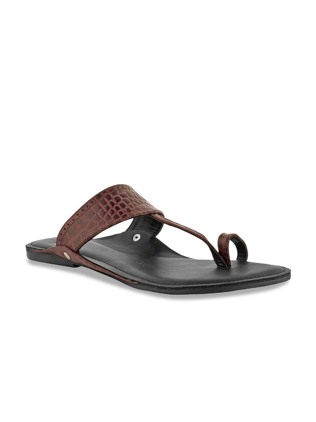 

SKO Men Maroon Ethnic Leather Comfort Sandals