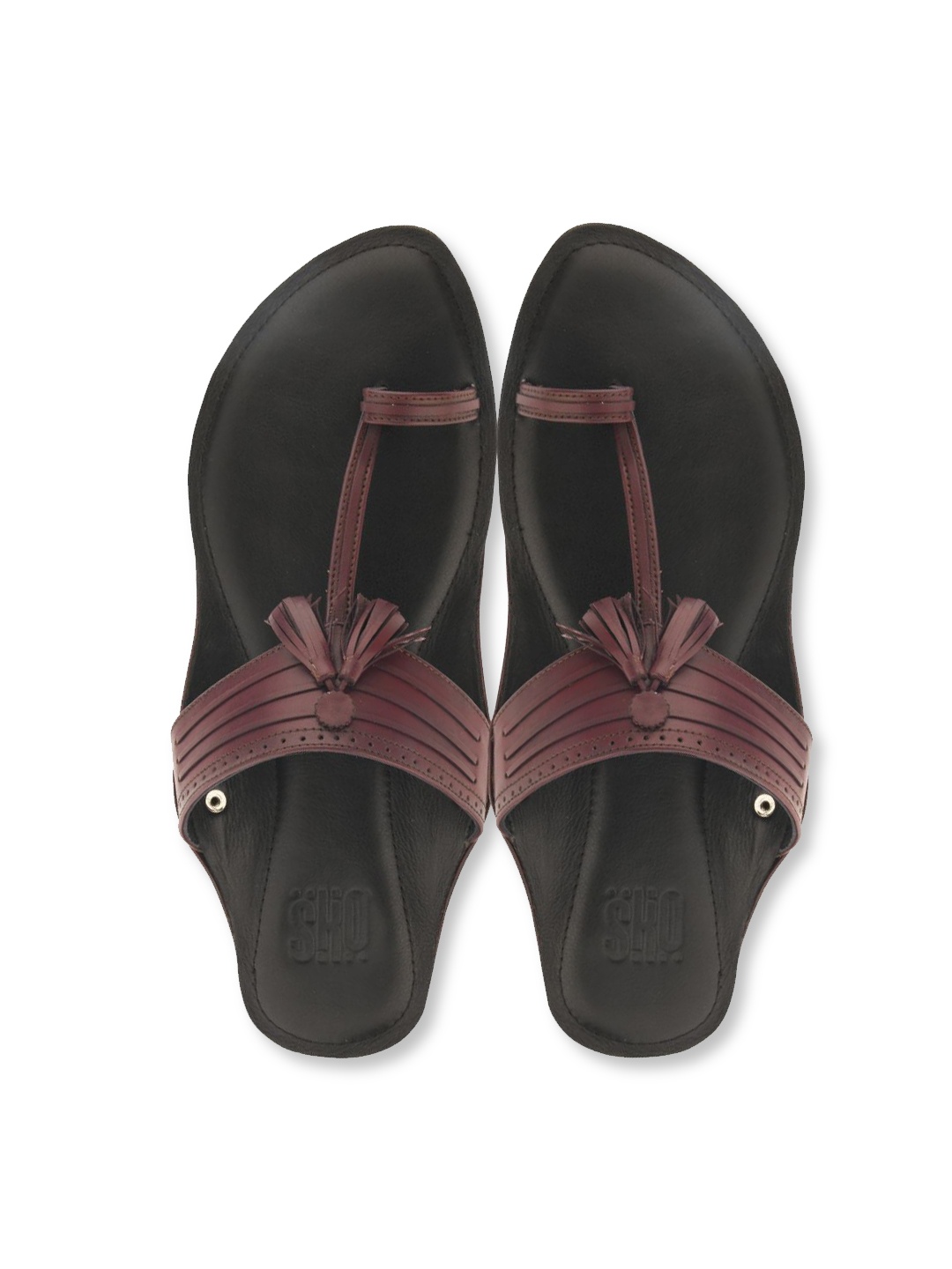 

SKO Men Maroon Solid One Toe Flats with Tassels