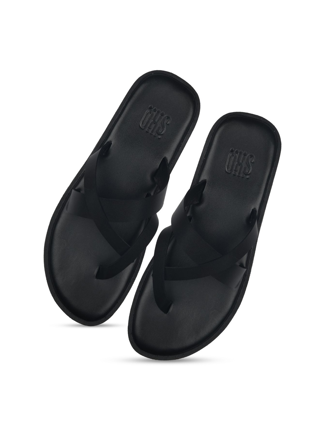 

SKO Men Black Leather Comfort Sandals