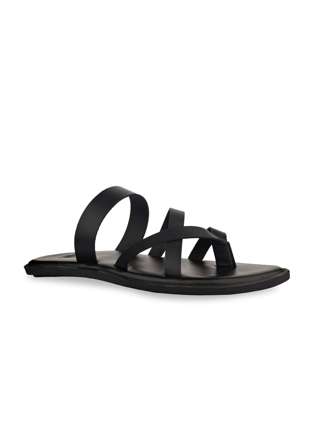 

SKO Men Black Ethnic Kolhapuri One Toe Flats with Tassels